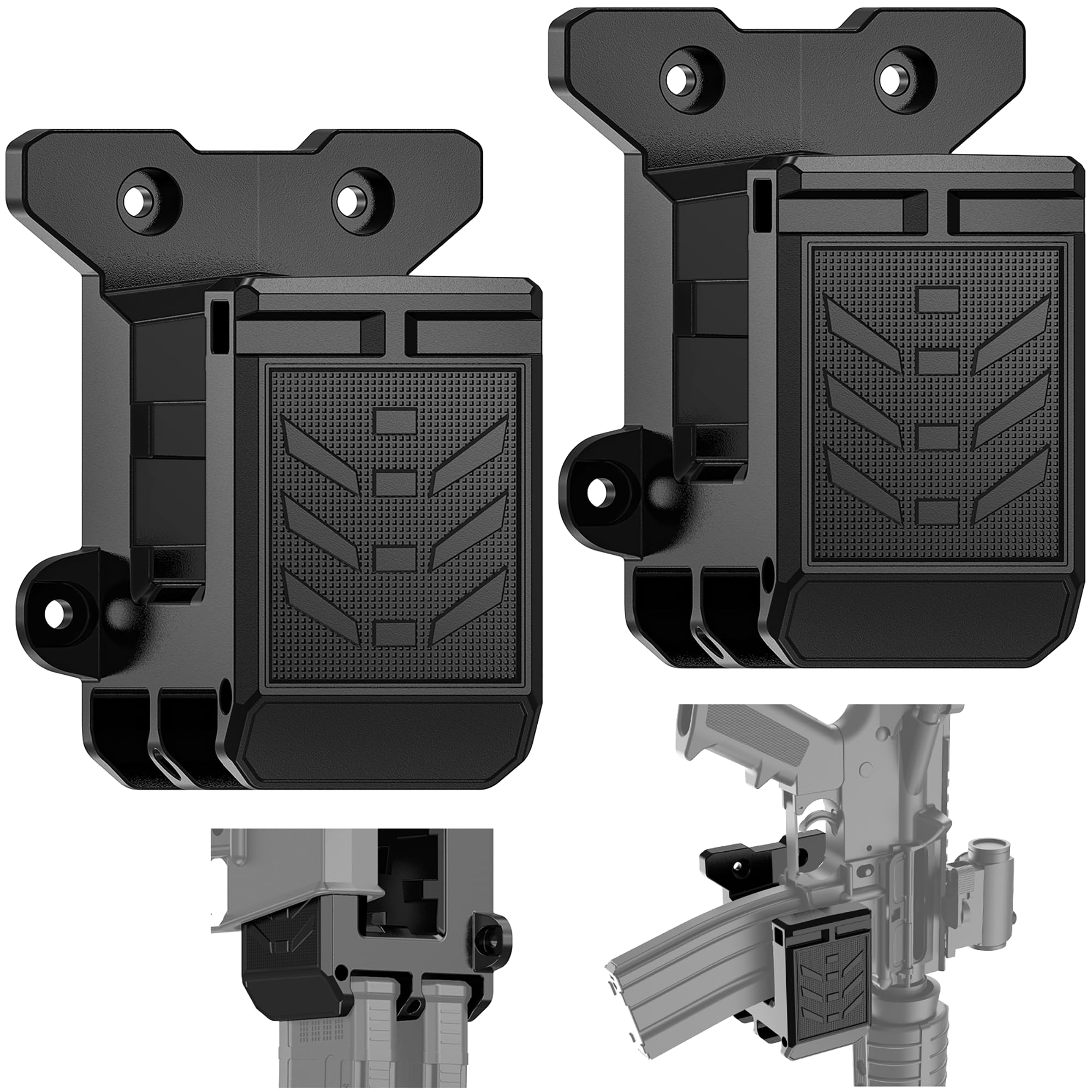 Upgraded Gun Wall Mount for 223/5.56 Rifle, Double Pmag Quick Defense Mount Wall Rack Gun Accessories AR15 Wall Mount with Vertical and Horizontal Gun Holder Solid Strong Withstand 450Lbs