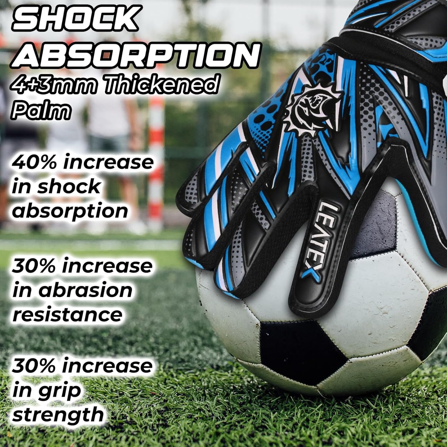 Youth Soccer Goalie Gloves for Kids – Strong Grip Goalkeeper Gloves for Boys & Girls, Breathable & Cushioned Football Gloves with Adjustable Wrist Strap for Training & Matches - Image 4