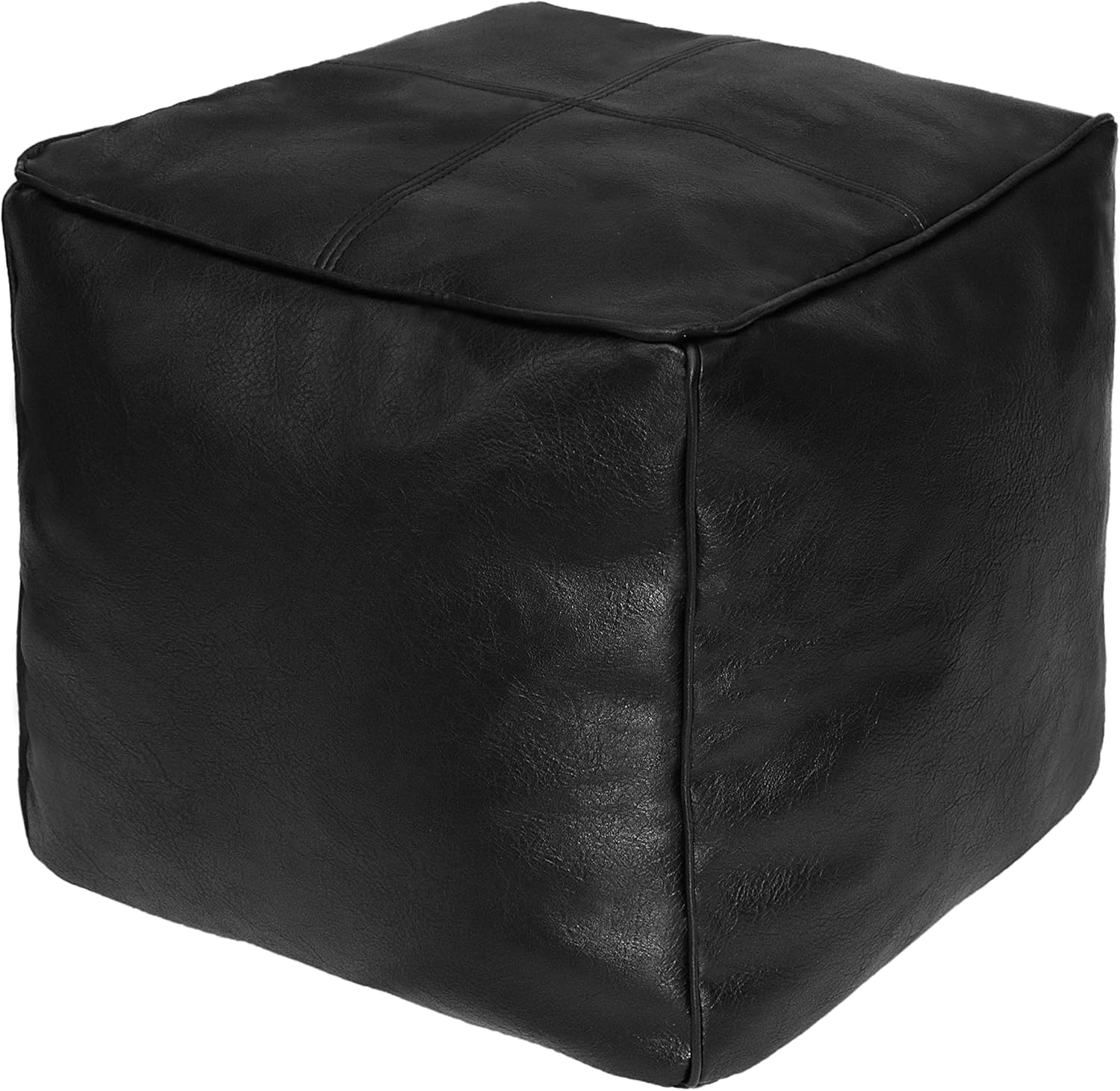 Thgonwid Unstuffed – Puf cuadrado hecho a mano, funda otomana de piel sintética, taburete cuadrado de almacenamiento, dormitorio y sala de estar,