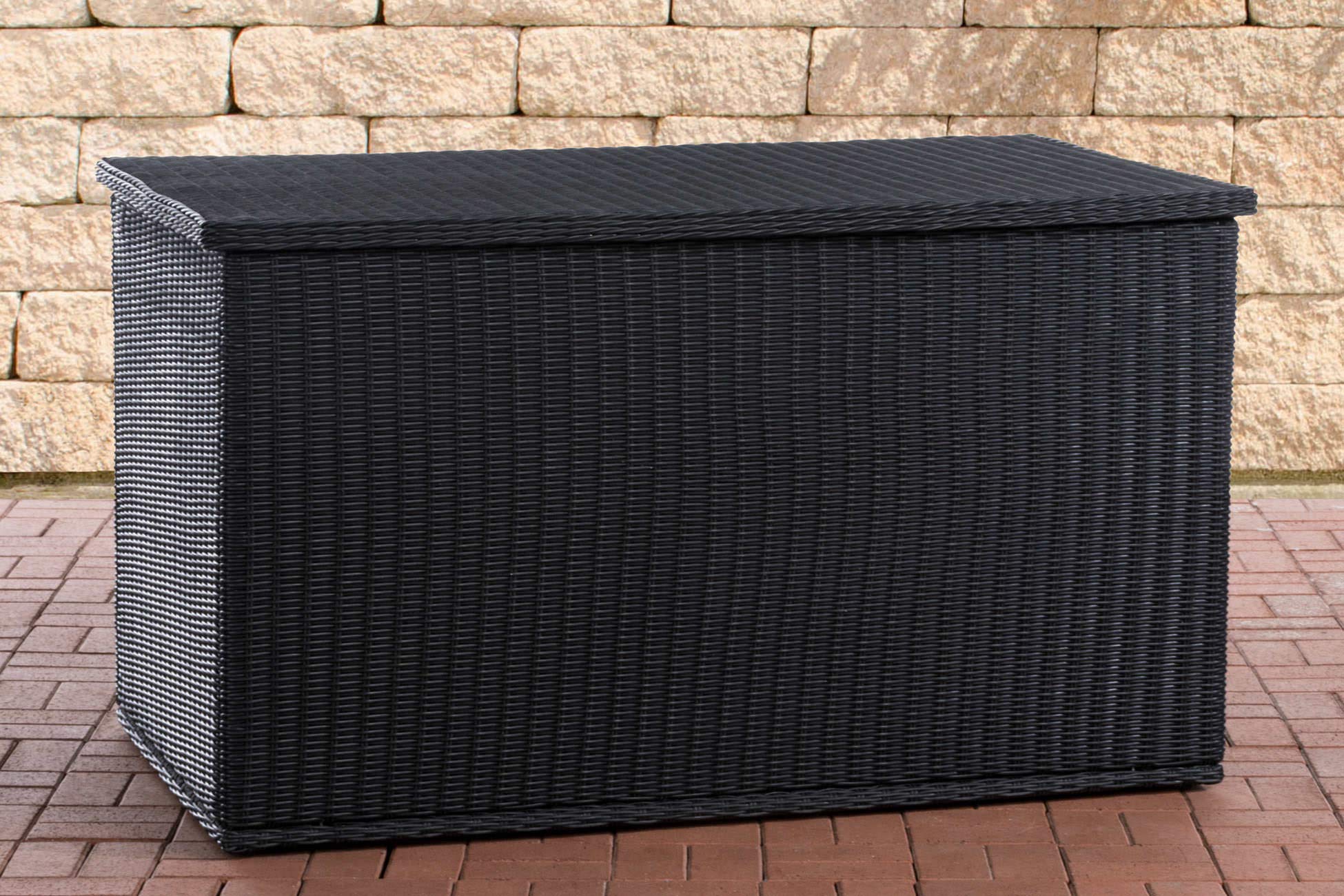 CLP Caja de Almacenamiento Comfy 5mm I Arcón de Almacenamiento en Poliratán I Baúl de Jardín Moderno I Arcón de Exterior, Color:Negro, Tamaño:125 litros