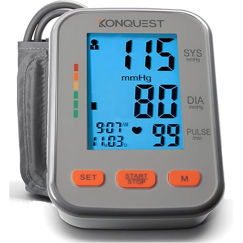 Konquest KBP-2704A Blood Pressure Monitor – Automatic Upper Arm BP Machine with Large Cuff (8.5–16.5 in), Backlit Display, Digital, Irregular Heartbeat Detector – Tensiometro for Home Use