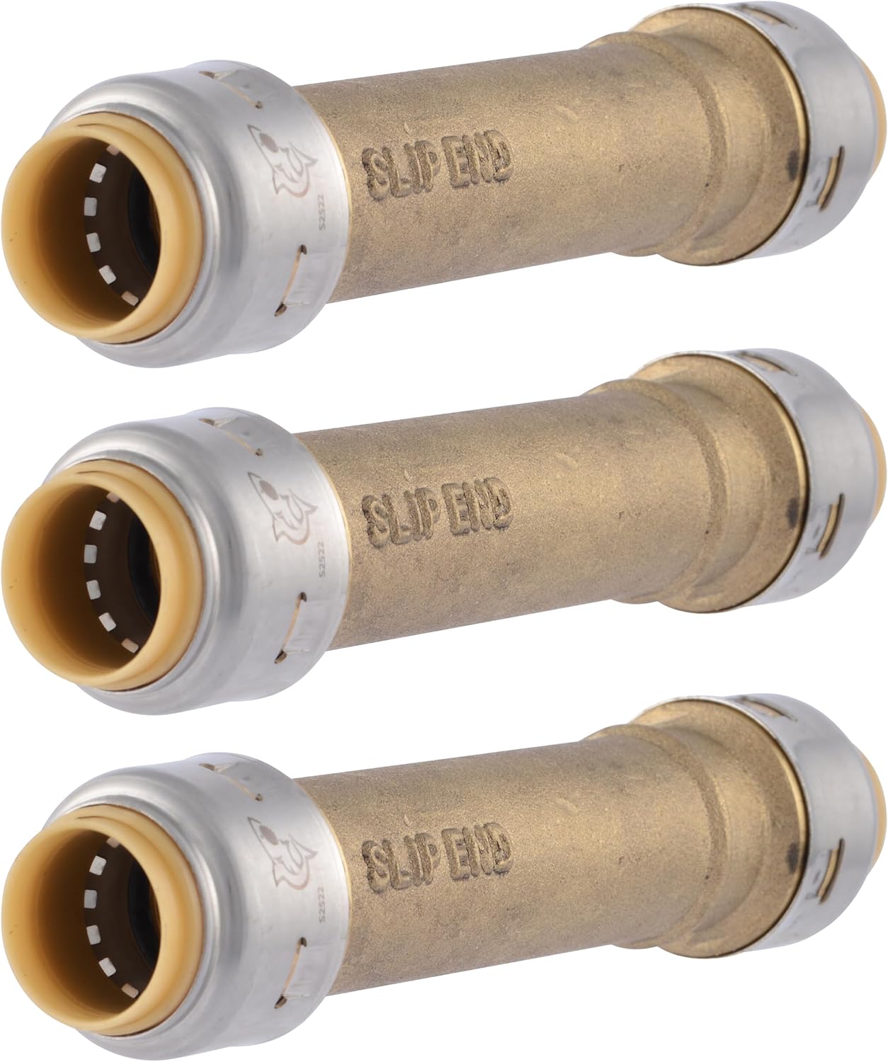 SharkBite 1-1/2 x 1-1/2 in Slip Coupling, Push-to-Connect Brass Plumbing Fitting, UXL0641
