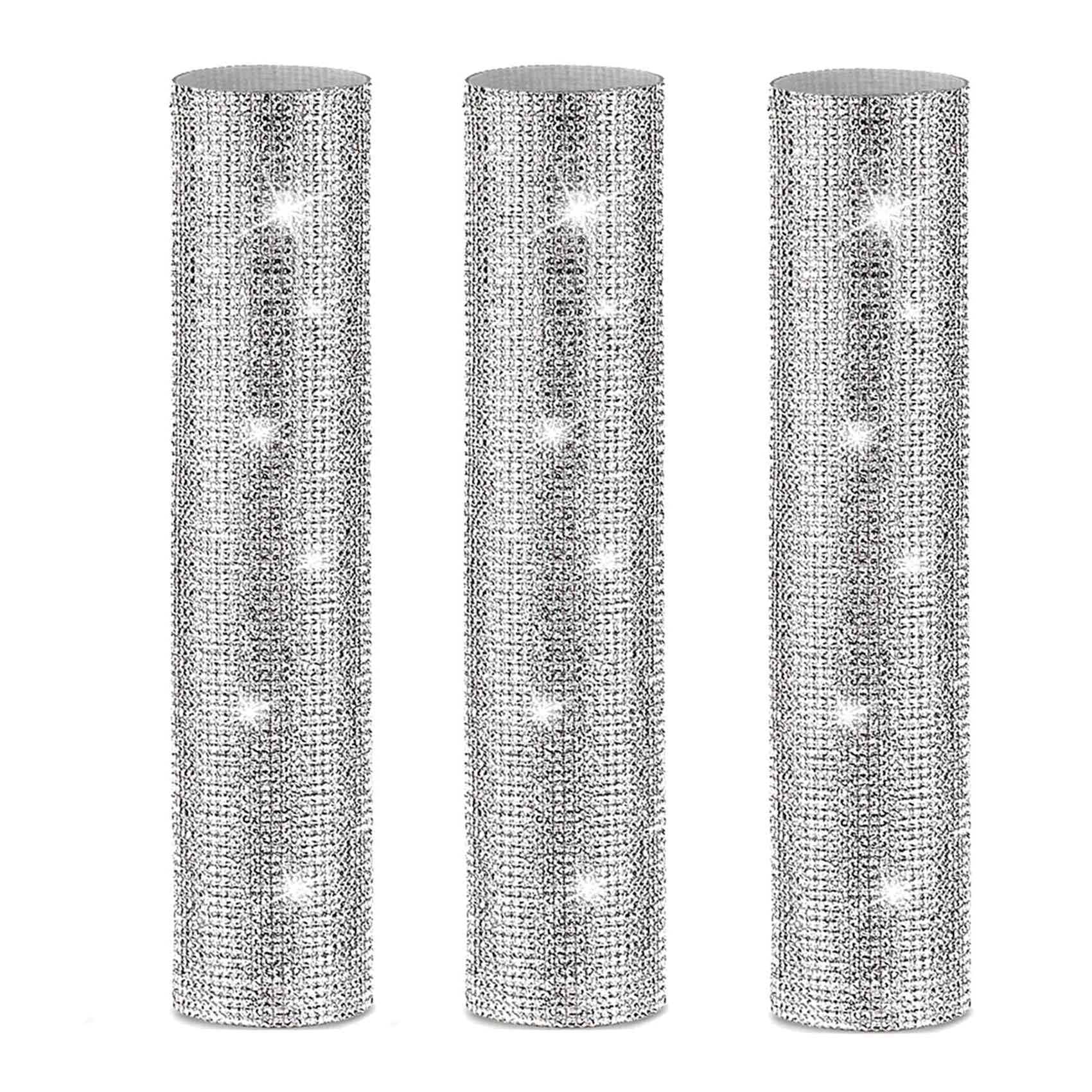 Lot de 3 housses de poignée de micro avec strass brillants pour fête et émission de télévision, pour la plupart des microphones sans fil, argenté