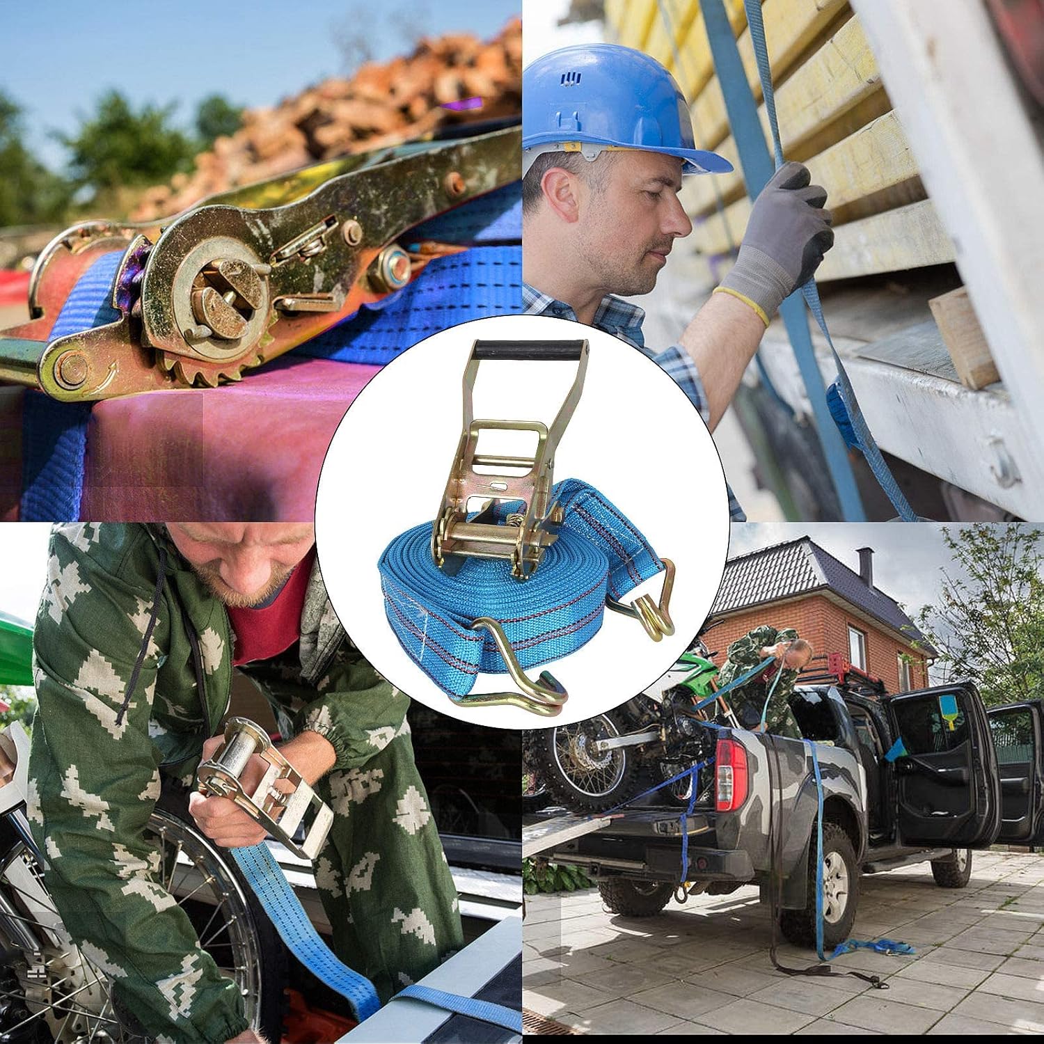 Pack of 2 Ratchet Straps Heavy Duty Ratchet Straps 2 inch x 33 ft Motorcycle Tie Down Straps Ratchet with Hook 10000lbs Break Strength Cargo Straps Ratcheting for Towing Hauling Lawn Equipment - Image 5