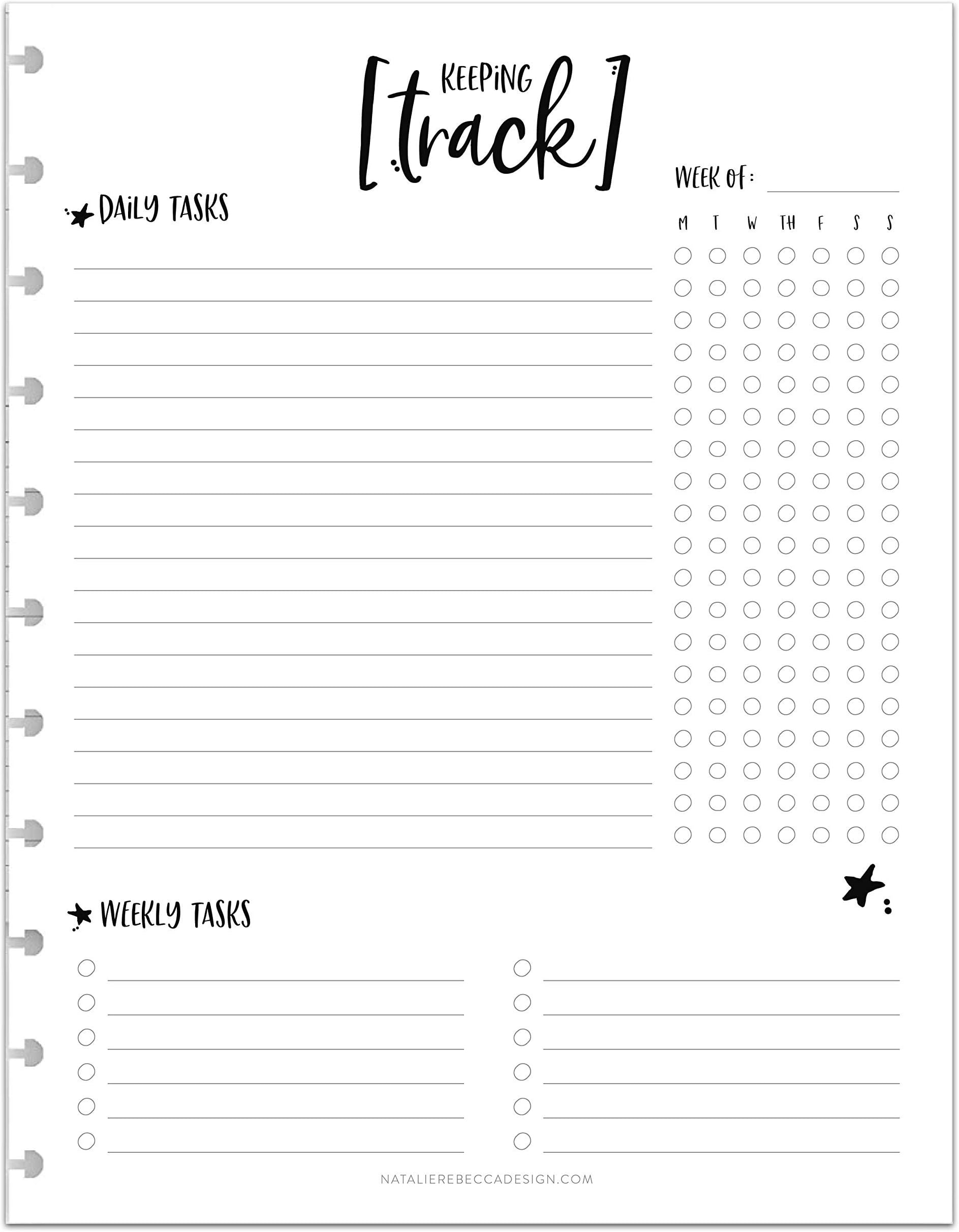BetterNote Keeping Track Refill Pages for Discbound Notebook, Habit Tracker, Fits Disc TUL, Daily Weekly To Do, Happy Planner, ARC, Levenger Circa, Talia (Whimsy- 6 months, 11-Disc, 8.5"x11")