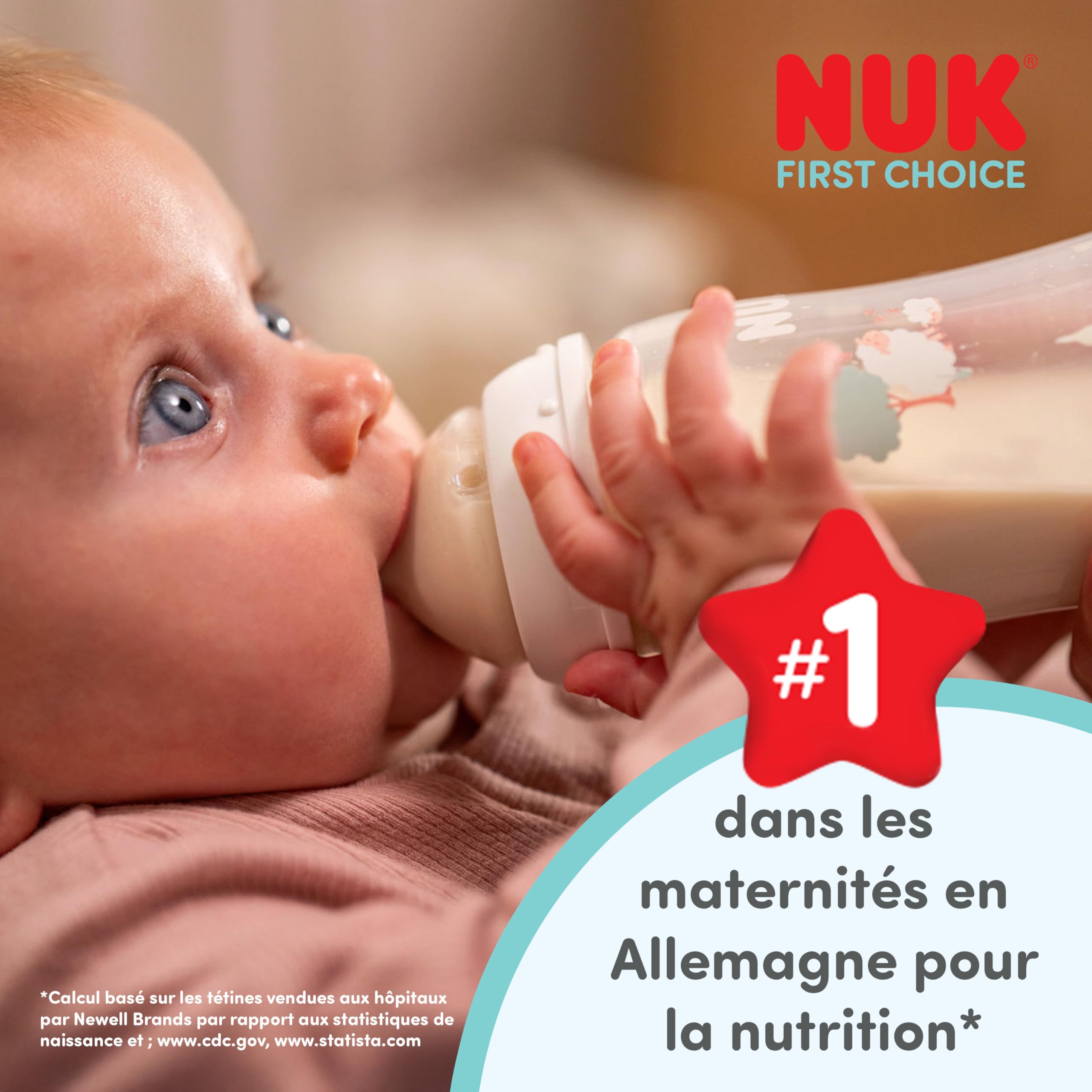 NUK First Choice Perfect Start Set de Biberons Nouveau-Né | 0-6 Mois | 4 Biberons Anti-Coliques (150 ml, 300 ml), 2 Tétines, 1 Sucette First Choice, 1 Goupillon | Koala | Lot de 8