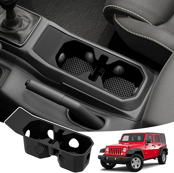 Utiiy Cup Holder Coaster Fit for 2018-2025 Jeep Wrangler JL JLU 4XE/Gladiator JT Accessories, Cup Holder Mat Pad Inserts Interior CupHolder Liner for 2024 Jeep Wrangler(for Wrangler&Gladiator)