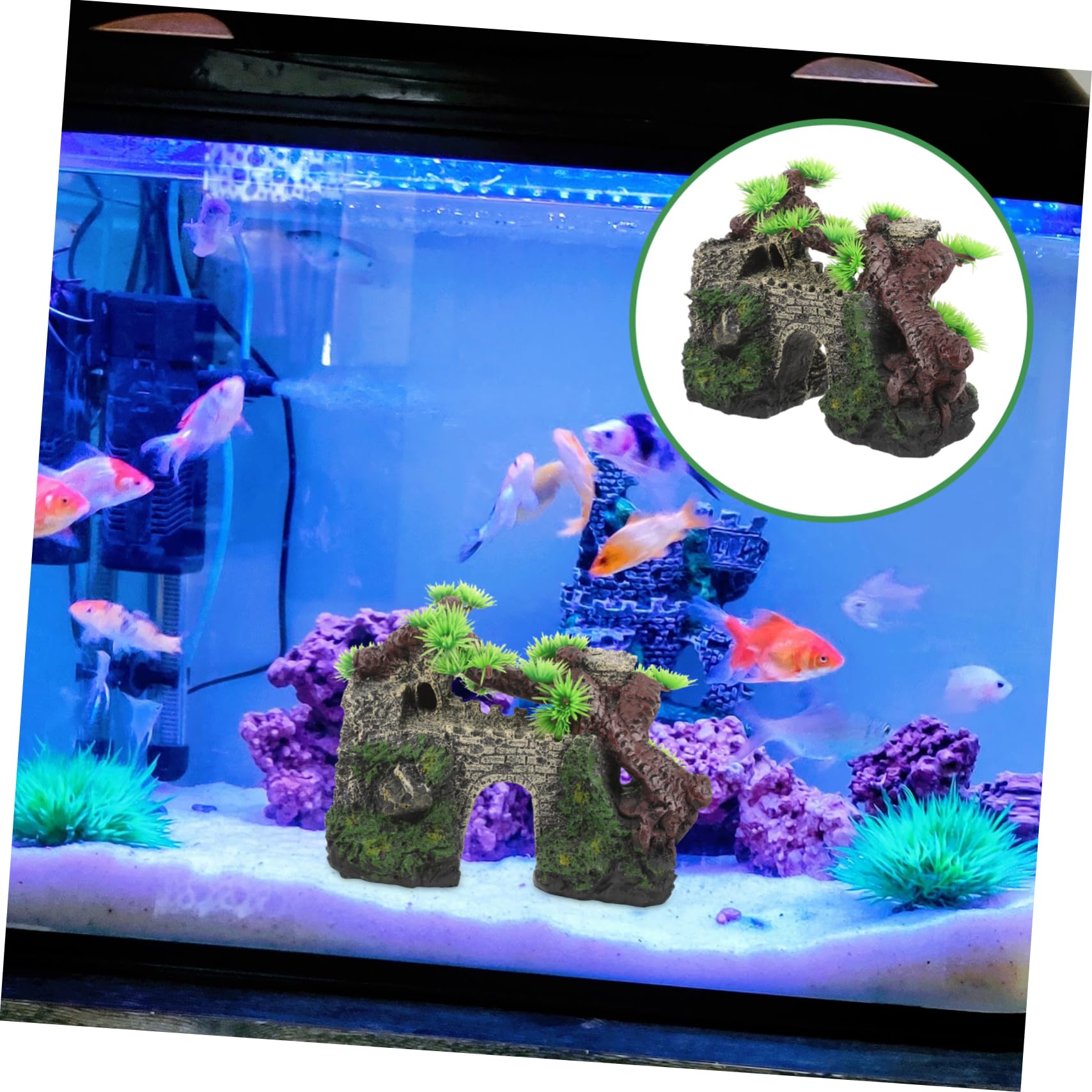 3 Pezzi Decorazioni del castello simulate arredamento dell'acquario Decorazioni per acquari impostore radice casa decorazione acquario arredamento decorativo dell'acquario resina