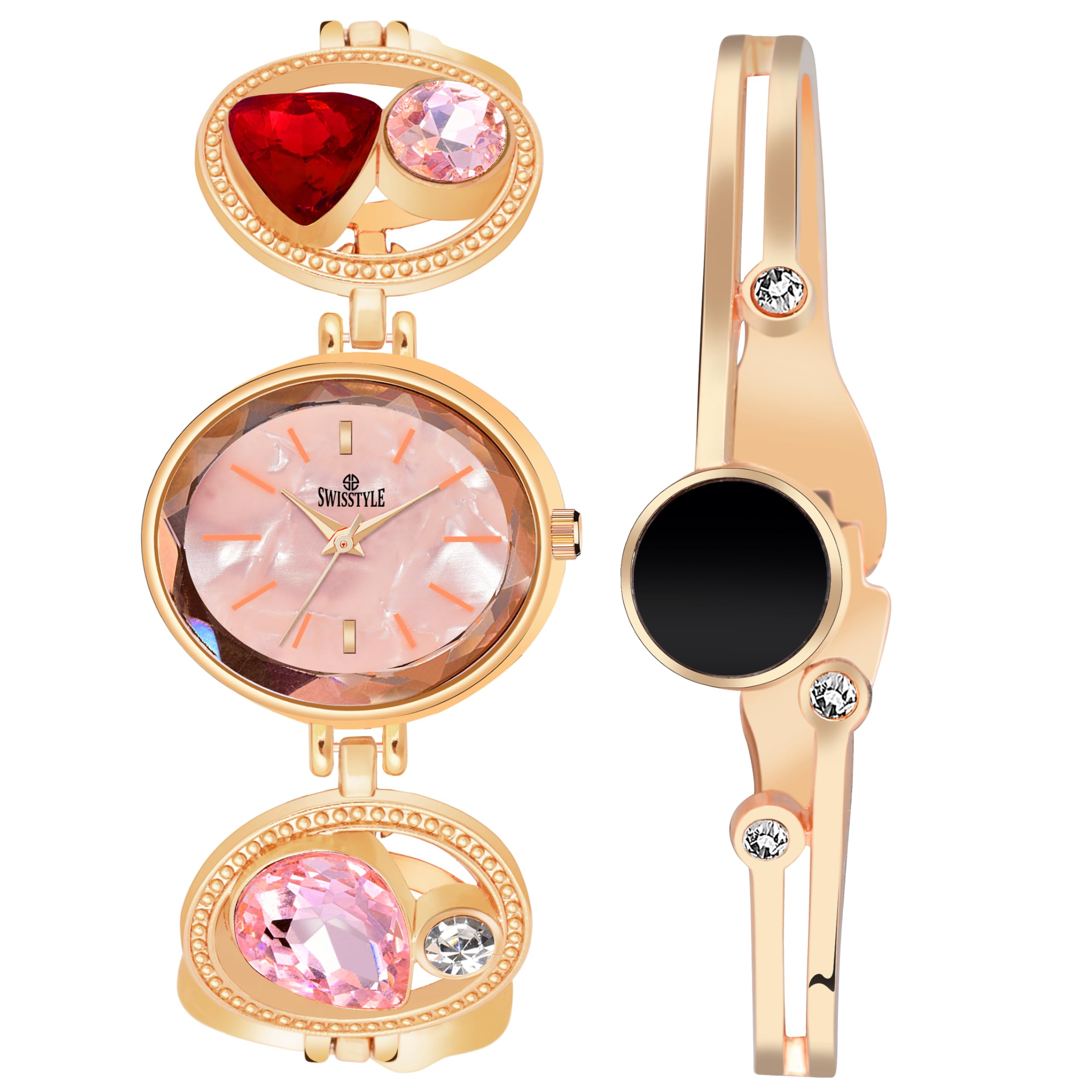 SWISSTYLE Gold Plated Analog Watch for Women with Bracelet SS-LR709 (B0CY58F37S) Amazon Price History, Amazon Price Tracker