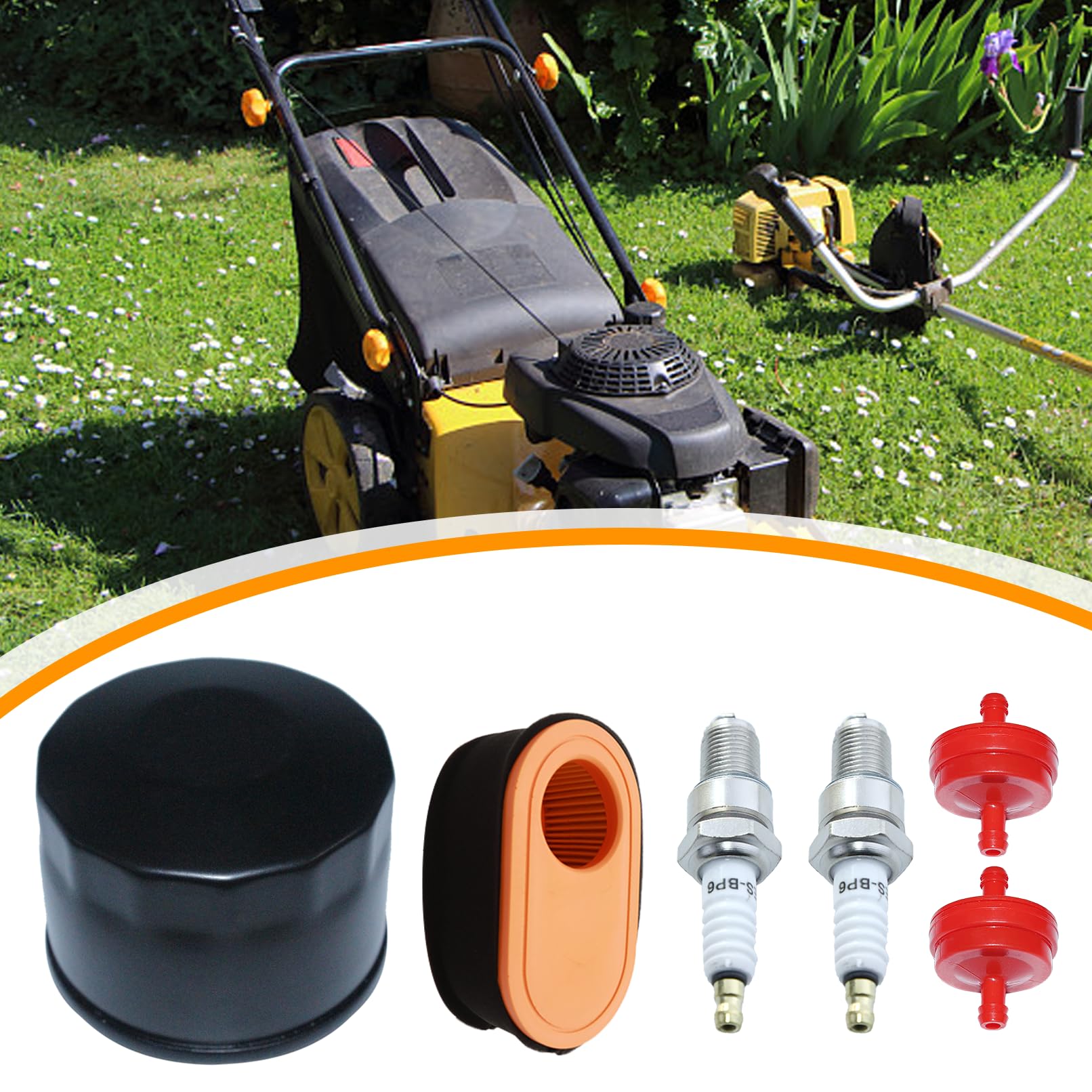 MTD Rasenmäher Filter-Set - Inkl. Ölfilter, Luftfilter, Kraftstofffilter & Zündkerzen BP6ES