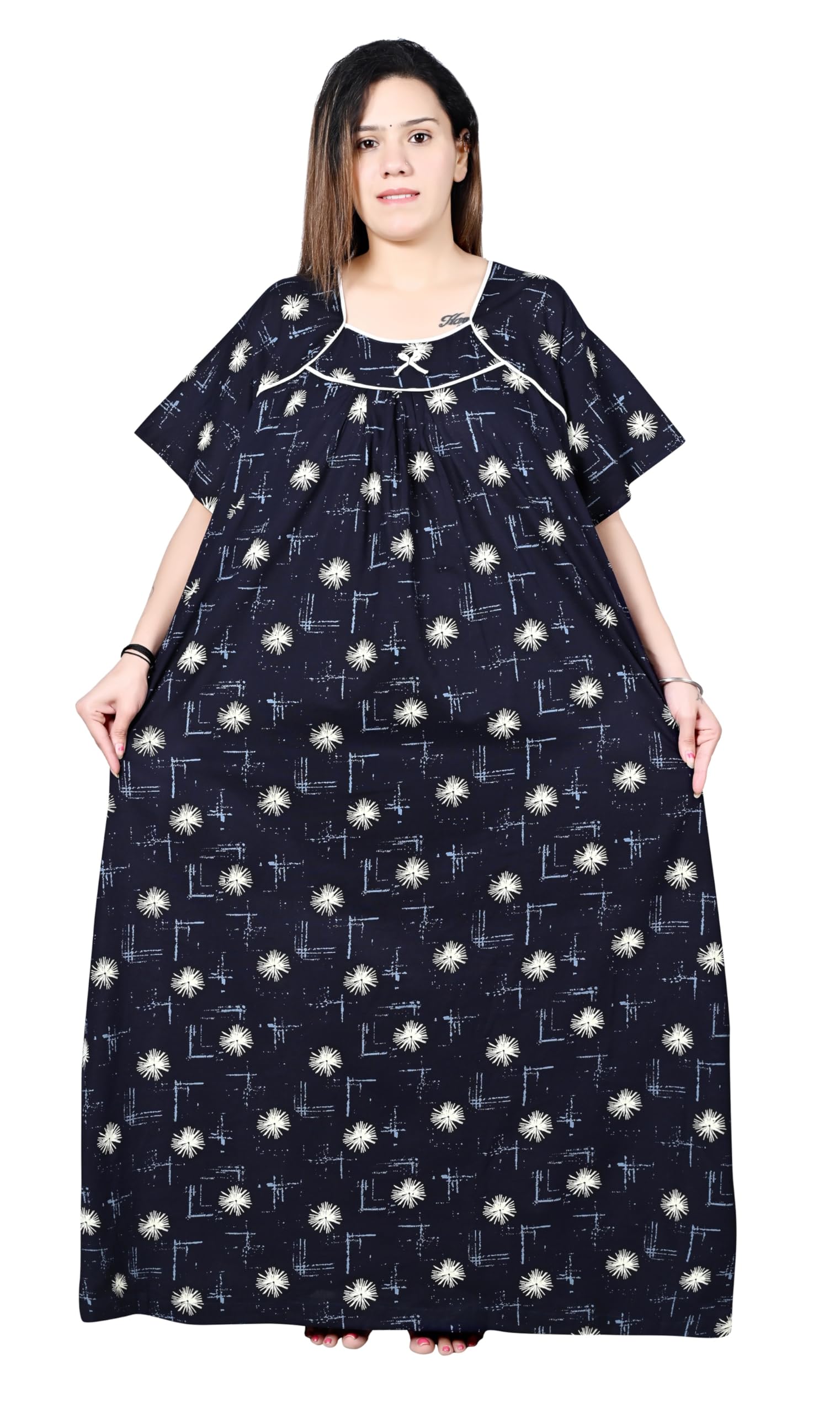 bindass female collection Plus Size Nighty for Women Cotton Maxi Gown (5XL–10XL) | Soft & Breathable Full Gheer Sleepwear | Printed Comfortable Night Dress for Ladies-picture-40