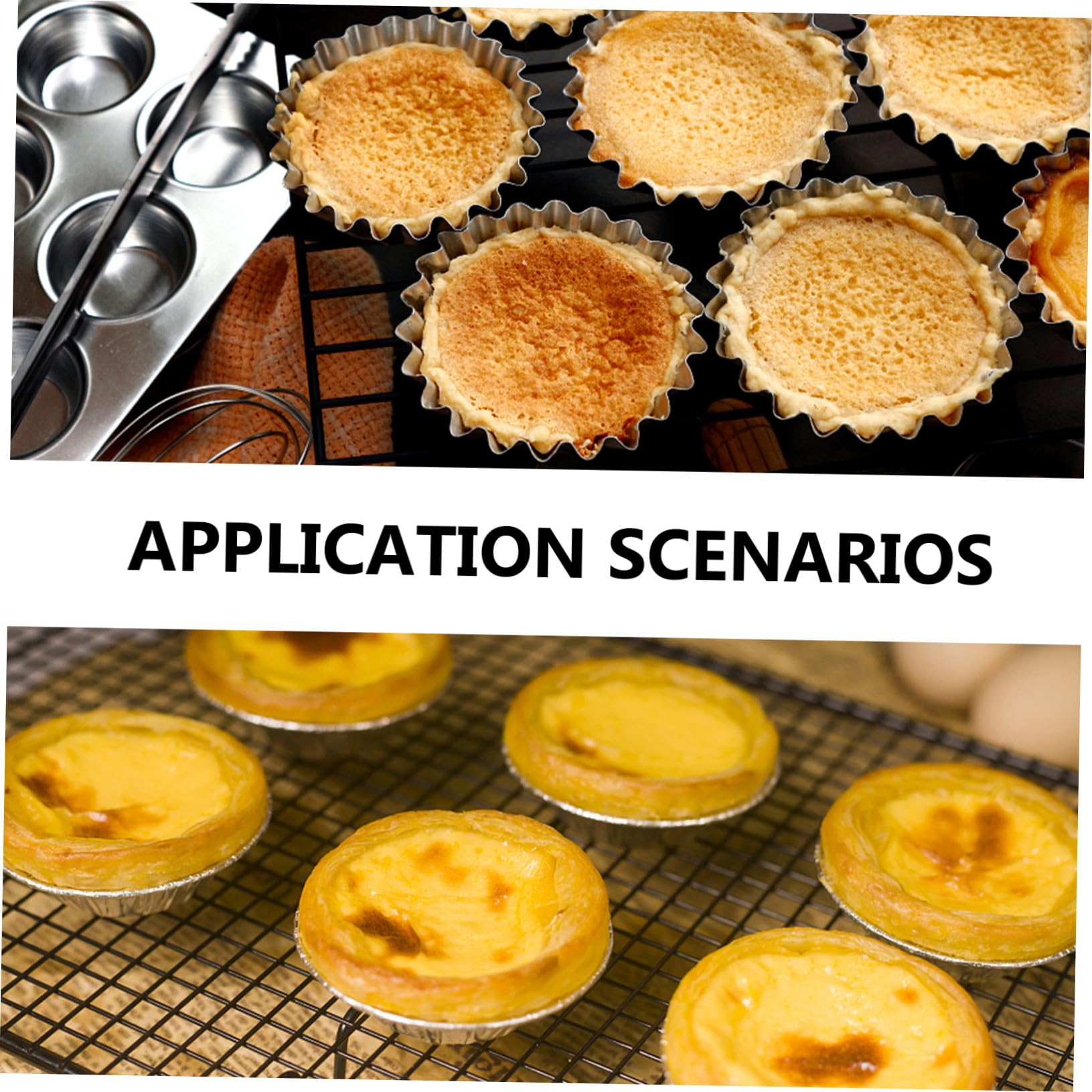ULTECHNOVO 50 piezas Moldes de Tartaletas de Huevo de Acero Inoxidable Molde para Hornear Pudding y Postres Antiadherente Resistente y Fácil de Desmoldar para Repostería DIY