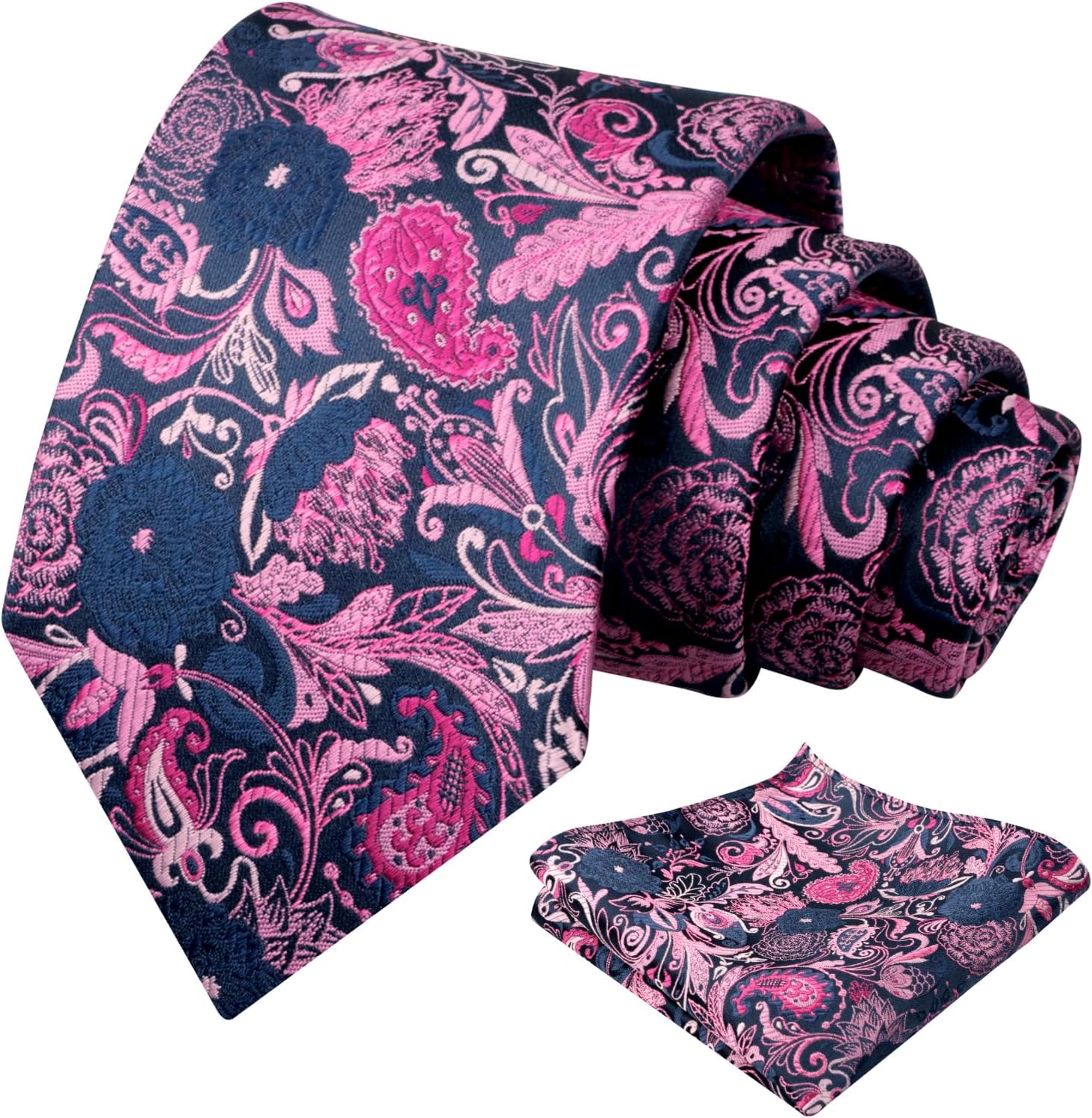 Alizeal Mens 3.15 Inch Luxury Floral Tie Set with Intricate Woven Patterns for Weddings and Daily Occasions