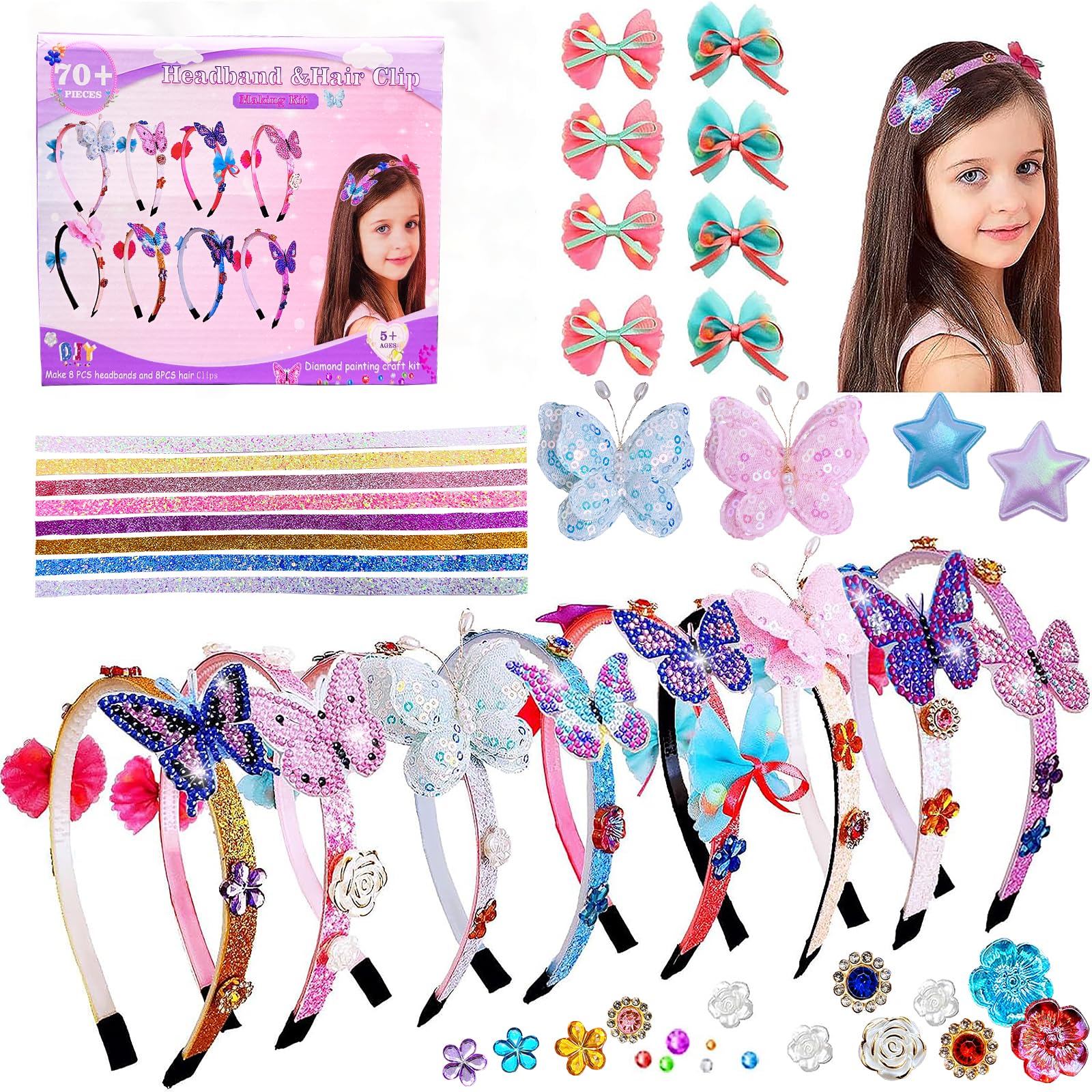 Hoofdbandproductieset voor meisjes, 6 stuks, doe-het-zelf