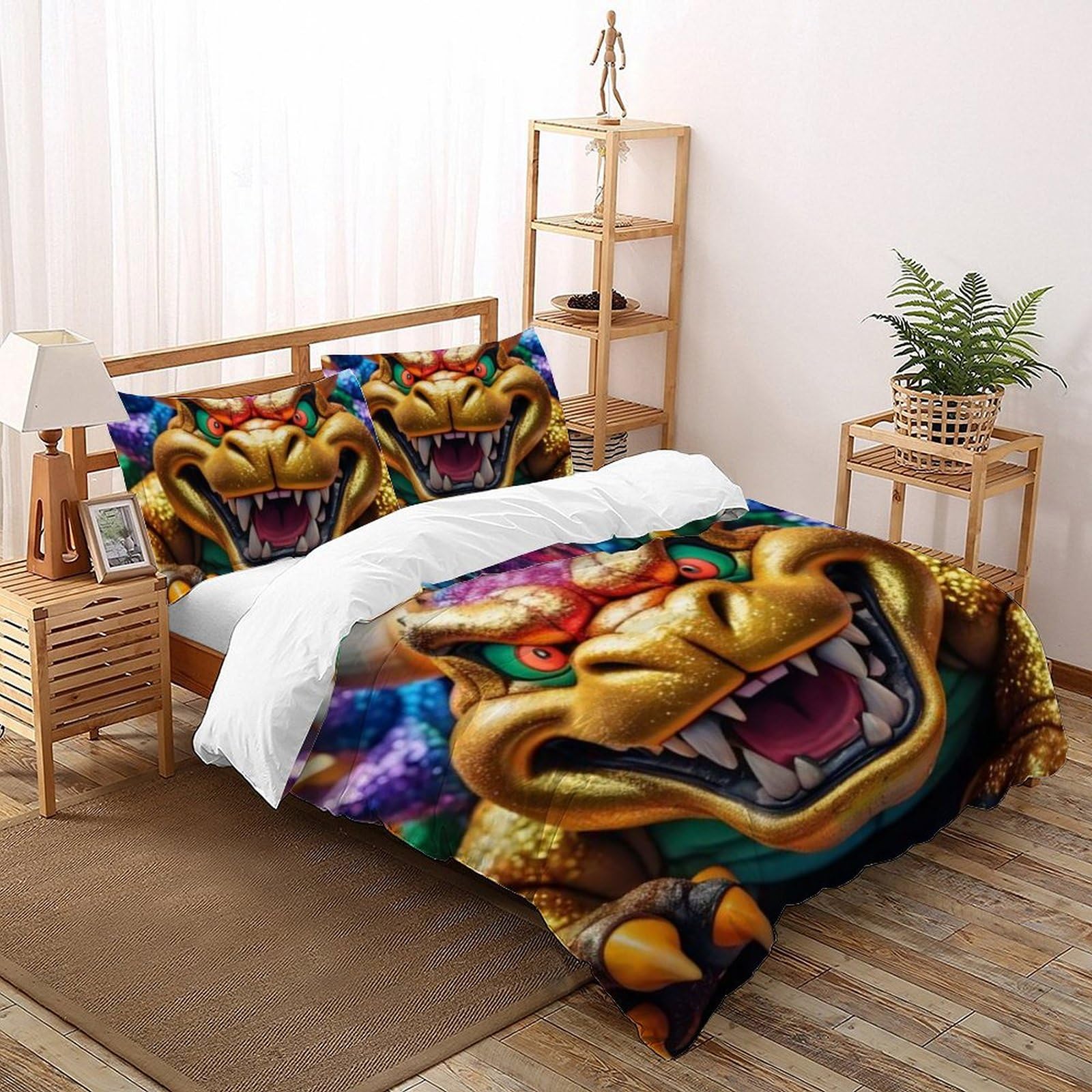 Housse de couette double microfibre dessin animé animaux 3D