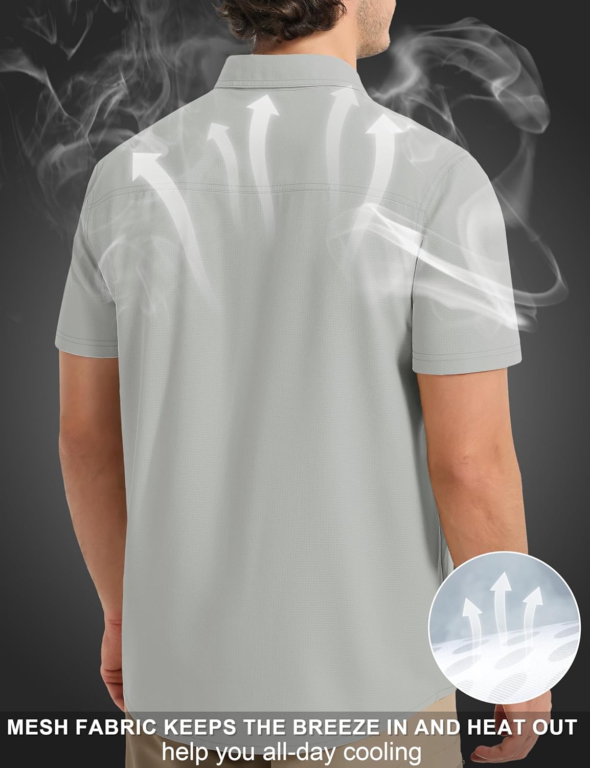 MAGCOMSEN Men's UPF 50+ Fishing Shirts UV Sun Protection Cooling Quick Dry Short Sleeve Shirts for Hiking Safari Camping - Image 3