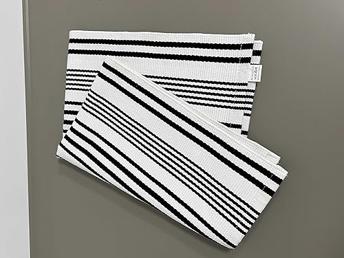 Miniatura 7 de BUAGETUP Tapete en capas blanco y negro, 27.5 x 43.3 pulgadas, a rayas, de algodón, tejido a mano, para interiores y exteriores, para porche
