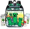 Minecraftマインクラフト バックパック 男の子用 6~8歳用 - 16インチのクリーパースクールバッグ、ウォーターボトル、ステッカー、その他 | Minecraft スクールバックパックセット キッズ ボーイズ