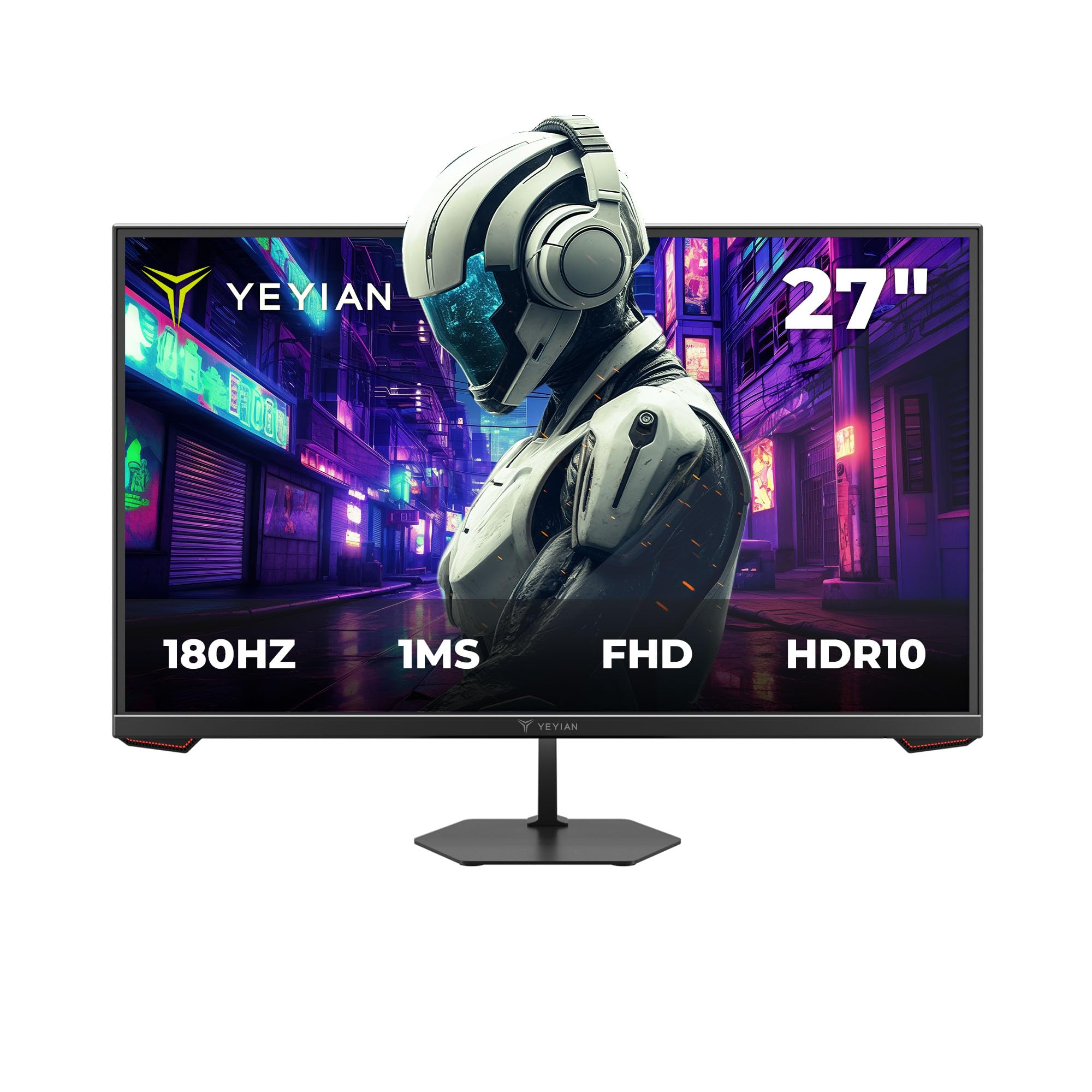 YEYIAN 27 inch Gaming Monitor 1080P FHD 180Hz 1ms, 16:9 Flat IPS Ultra-Slim Panel, 97% sRGB 1000:1 Contrast Ratio 178° View Angle, HDR 10, HDMI 2.0,