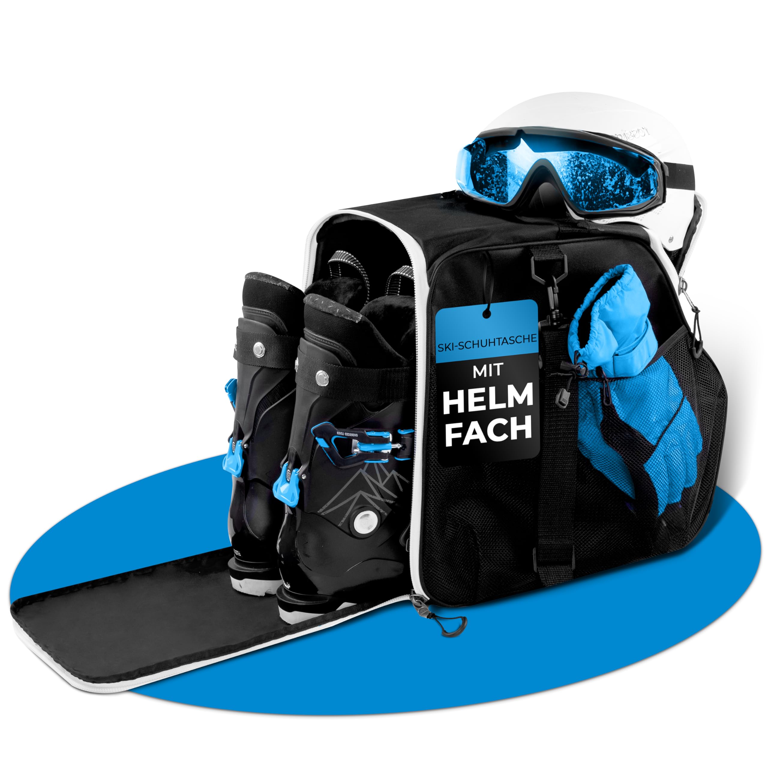 STYNGARD Skischuhtasche mit Helmfach und Stiefelfach [40 L] - Ski Stiefeltasche mit Umhängefunktion und Stauraum für Skizubehör - Tasche für Skischuhe Modell Zermatt