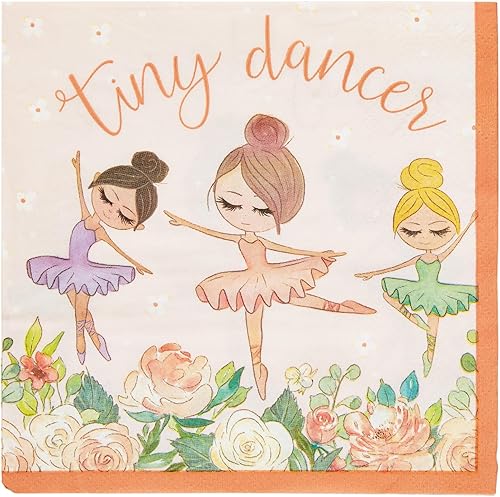 Miniatura 3 de BLUE PANDA Paquete de 100 servilletas de bailarina para fiesta de cumpleaños de niñas, baby shower (6.5 pulgadas, 2 capas), servilletas de ballet