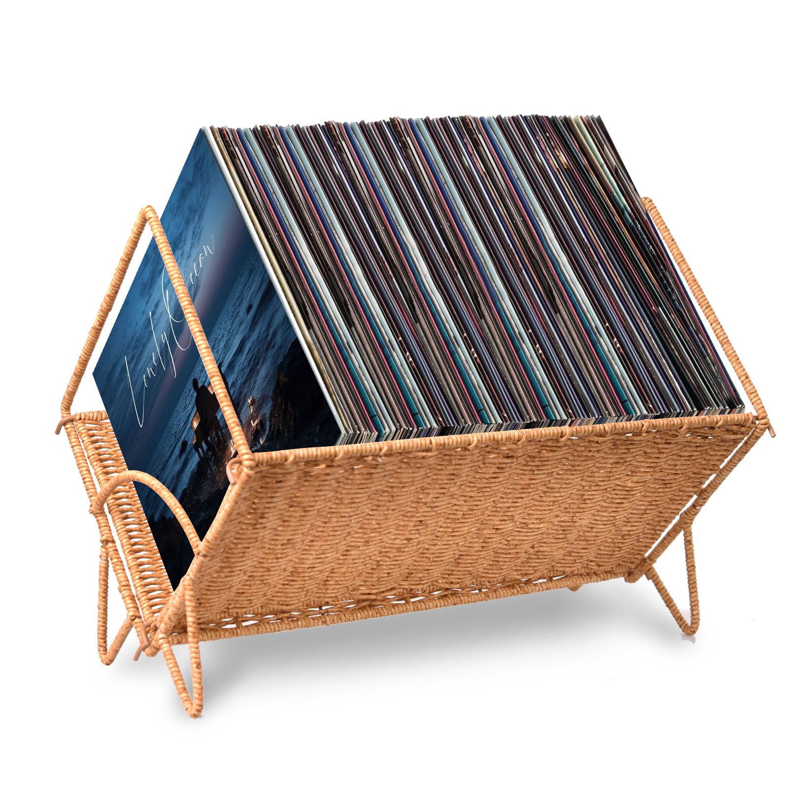 Boîte de rangement disques vinyles Demine finition bois haut de gamme meuble