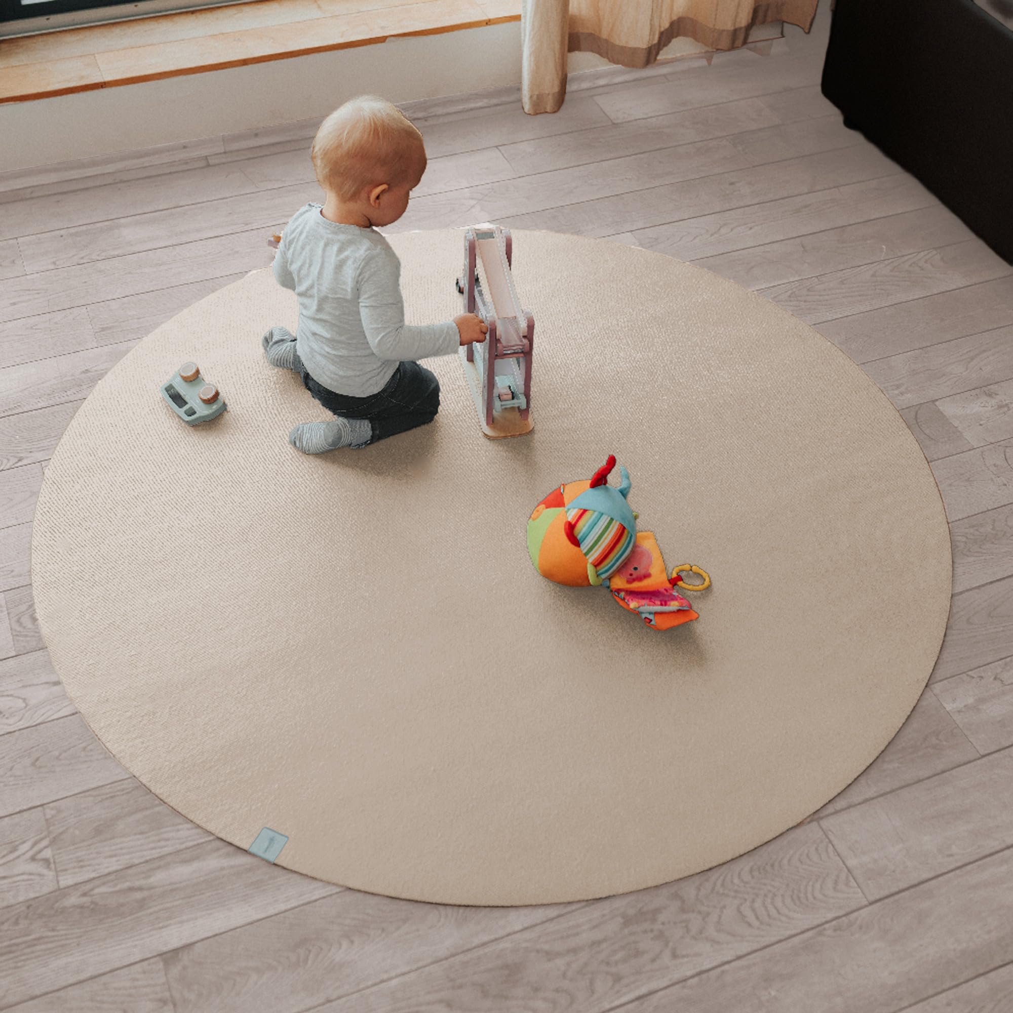 Runde Krabbelmatte SanoSoft "made in Germany" - Öko-Tex 100 Sand/Beige 120cm