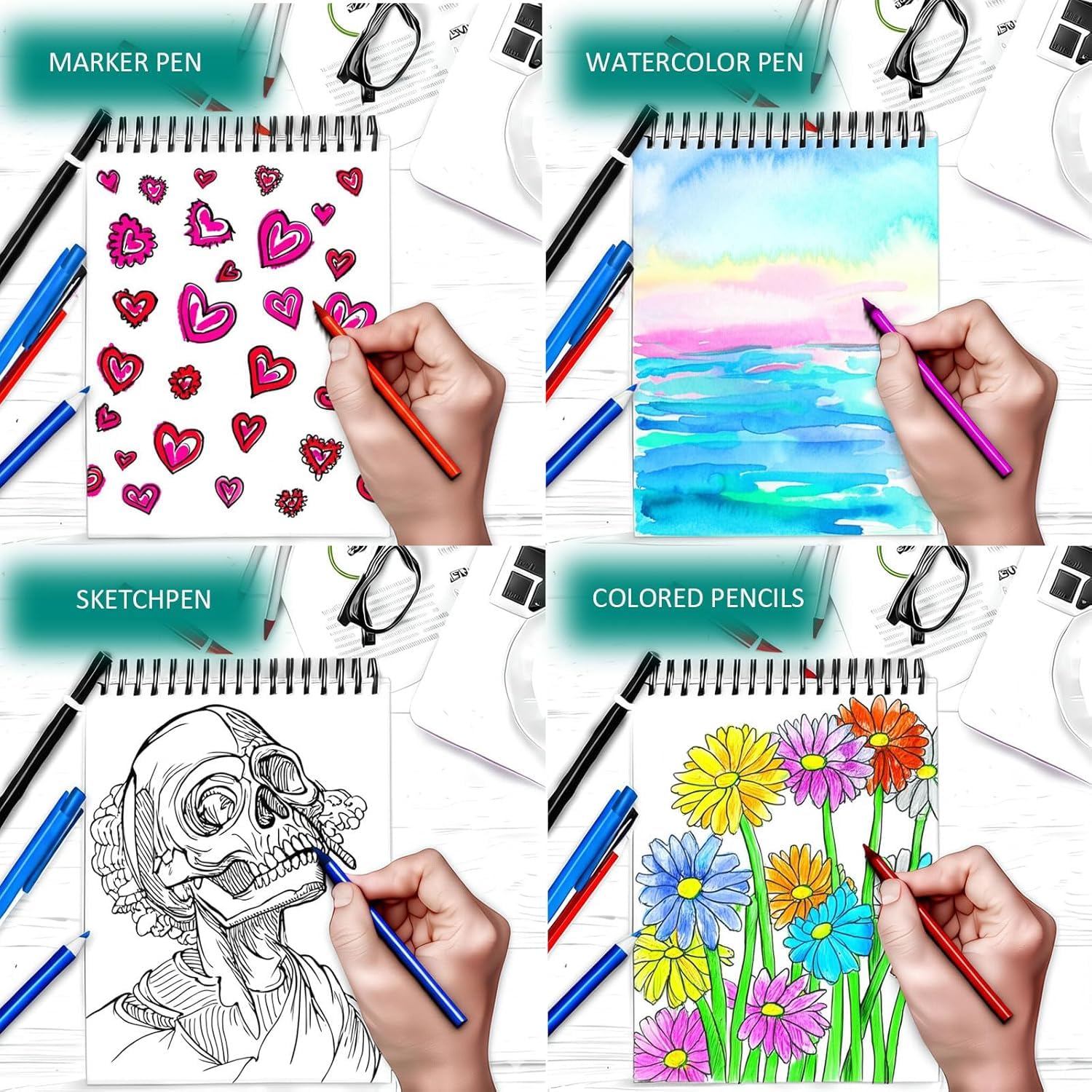 Zylota Carnet de Dessin A4,60 feuilles/100 Pages,Papier Très épais (160 GSM),Carnet de Dessin D'art pour les Enfants et les Professionnels, Esquisse Pad pour Dessiner et Réaliser des Croquis