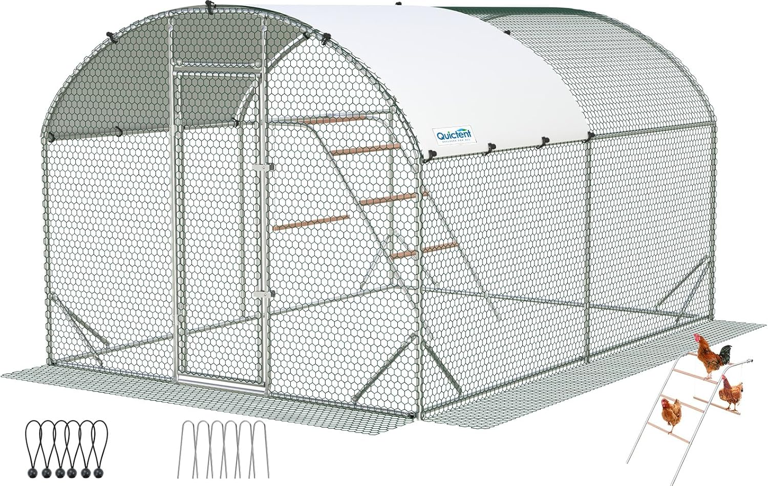 Quictent Essential 12x9x6.6ft Chicken Coop Run with Ladder - Spacious Walk-in Poultry Cage for Hens Ducks Rabbits, Secure PVC Wire & Waterproof UV Cover