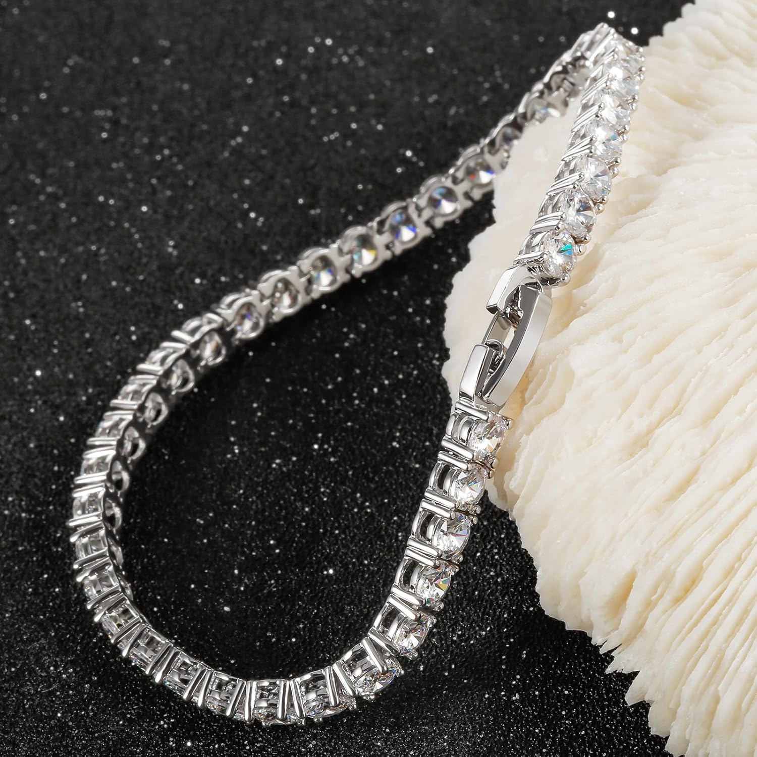 Kose Tennis Bracelet for Women | 4MM/5MM Cubic Zirconia | 18K Gold/White Gold Plated Classic Bracelet | Size 6/6.5/7 inches - Image 3