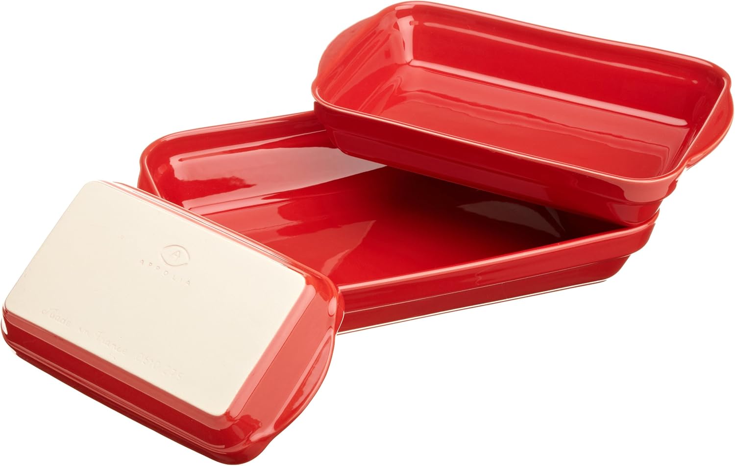 Appolia Basics 3Piece Rectangular Stacking Baker Set, Red