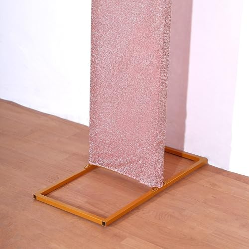 Miniatura 6 de Efavormart - Cubierta de telón de fondo de arco abierto de 7 pies, color oro rosa brillante, de elastano, con doble cara en forma de U, para arco de