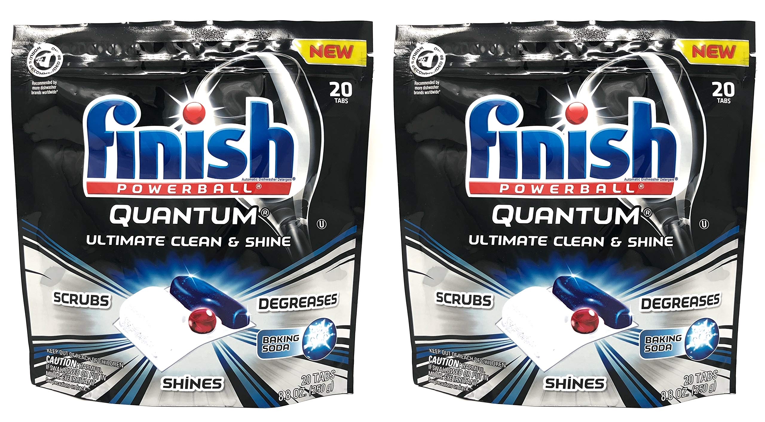 FinishPowerball Quantum Ultimate Clean & Shine Automatic Dishwasher Detergent, Baking Soda Tabs, 20 Count (Pack of 2)