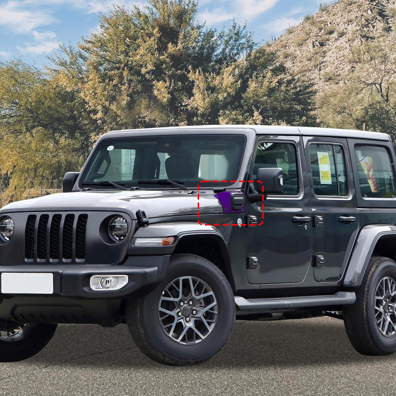 for Wrangler 4xe Purple Hood Cowl Body Armor Corner Guards Fit for Jeep Wrangler 4xe 2021-Present ABS Exterior Accessories 2pcs