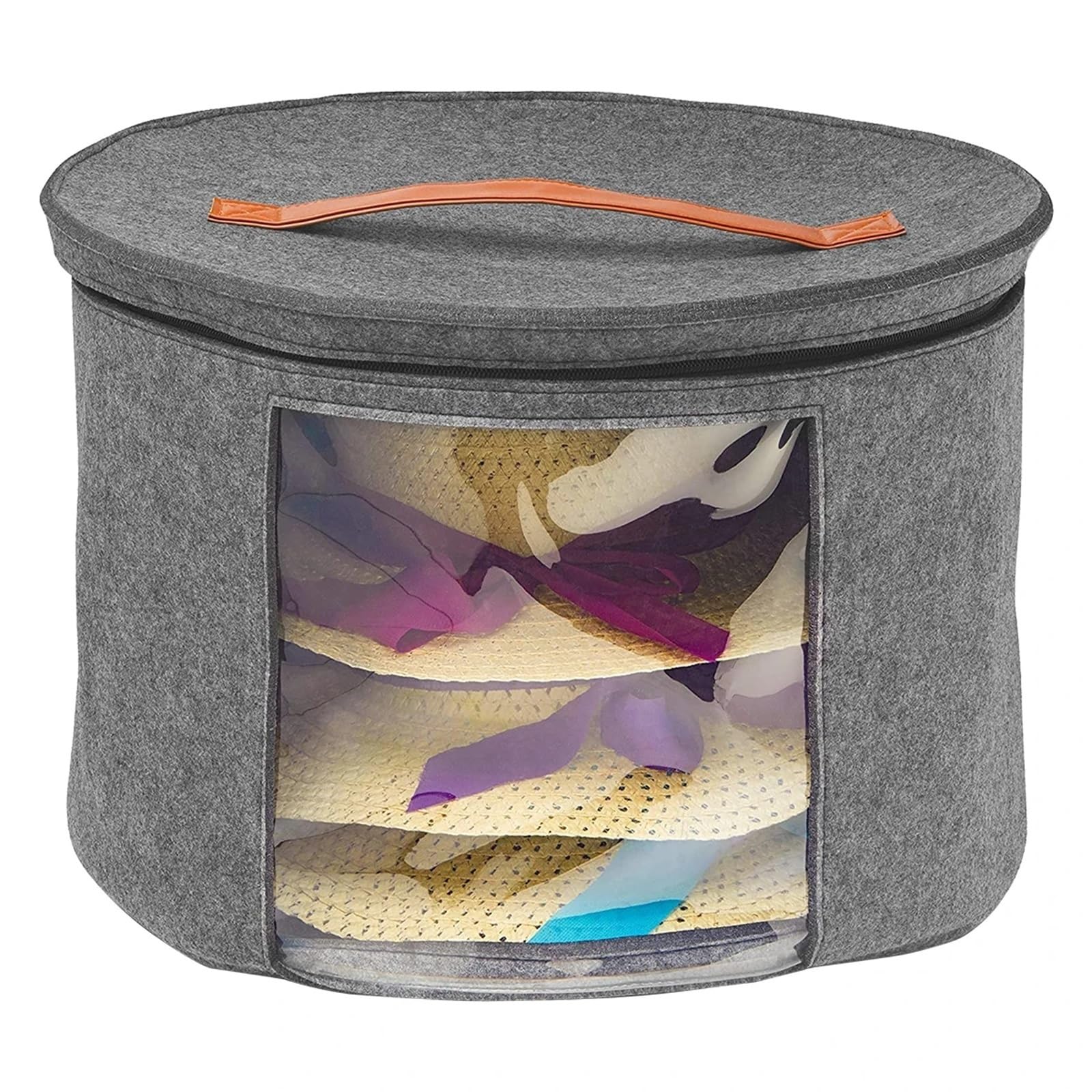 Caja for sombreros, organizador de plegable gran capacidad for hombre y mujer, bolsa almacenamiento for viajes, hogar, dormitorio con ventana visible Para el armario(Grey)