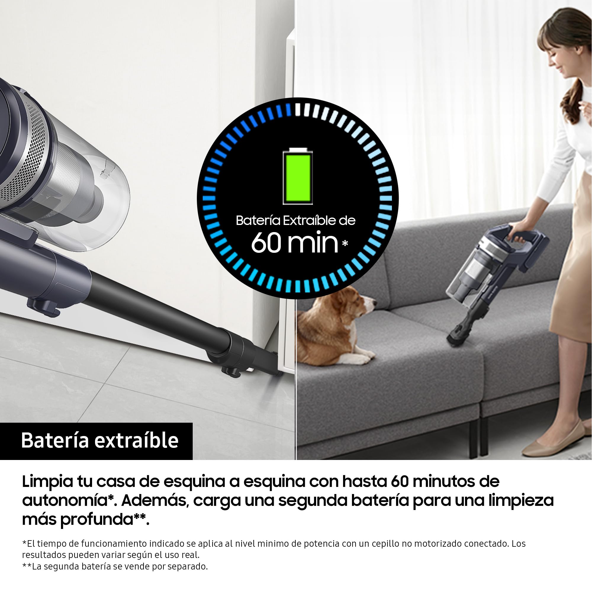 Samsung Aspiradora sin Cable Jet 85 Pet 210AW con Cepillo para Mascotas+ VS20C8522TN/WA