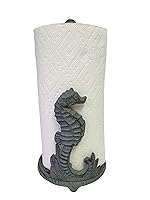 Vista 3 de De Leon Collections - Toallero de papel con base ponderada de hierro fundido con base pesada, caballo de mar verde