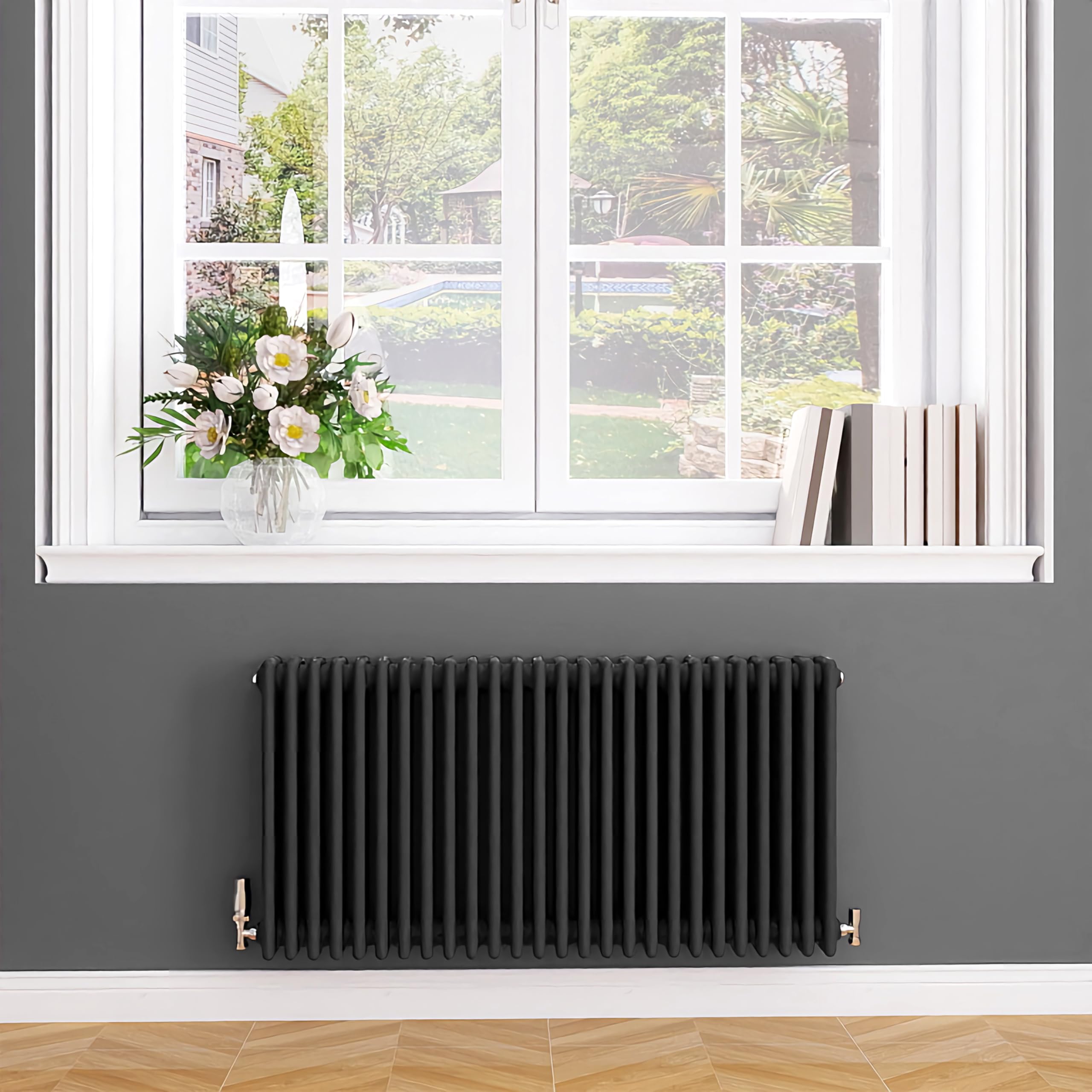 Biubiubath Traditional Cast Iron Style Radiator Horizontal 4 Column Anthracite 600x1190mm