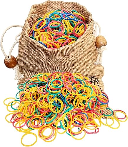 1000 piezas de coloridas bandas elásticas de goma con bolsa de lino especial para pistola de tela de goma