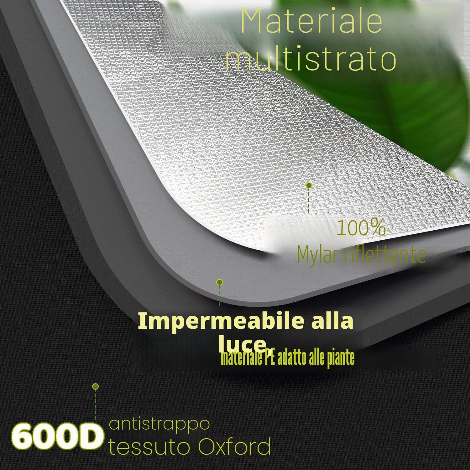 Grow Tent, tenda 600D Oxford Grow Grow, per interni ed esterni, 120 x 60 x 180 cm, per sistema di coltivazione idroponica in ambienti interni