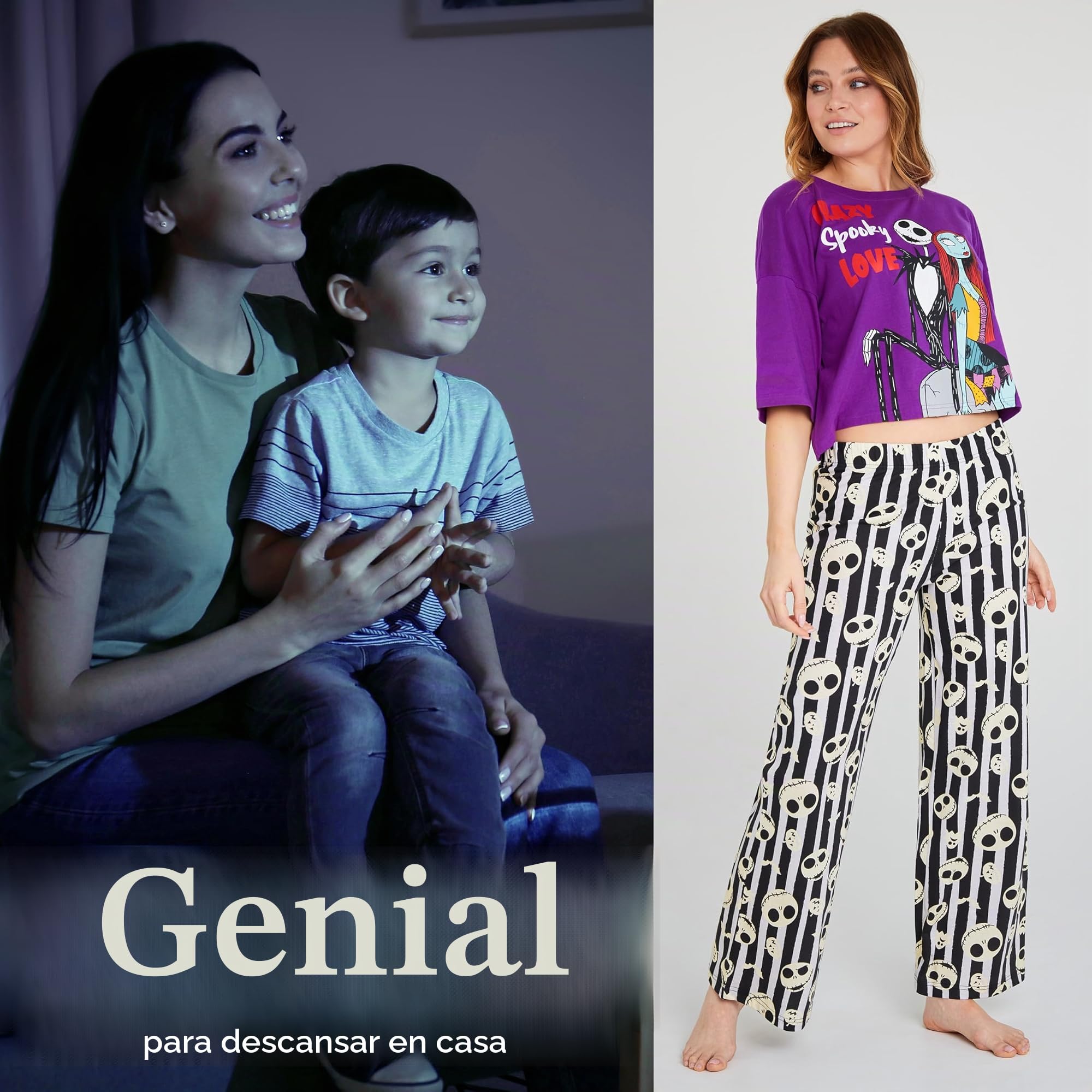 Disney Stitch Pijama Mujer, Conjunto Pijama Mujer Transpirables, Ropa de Dormir para Mujeres y Adolescentes