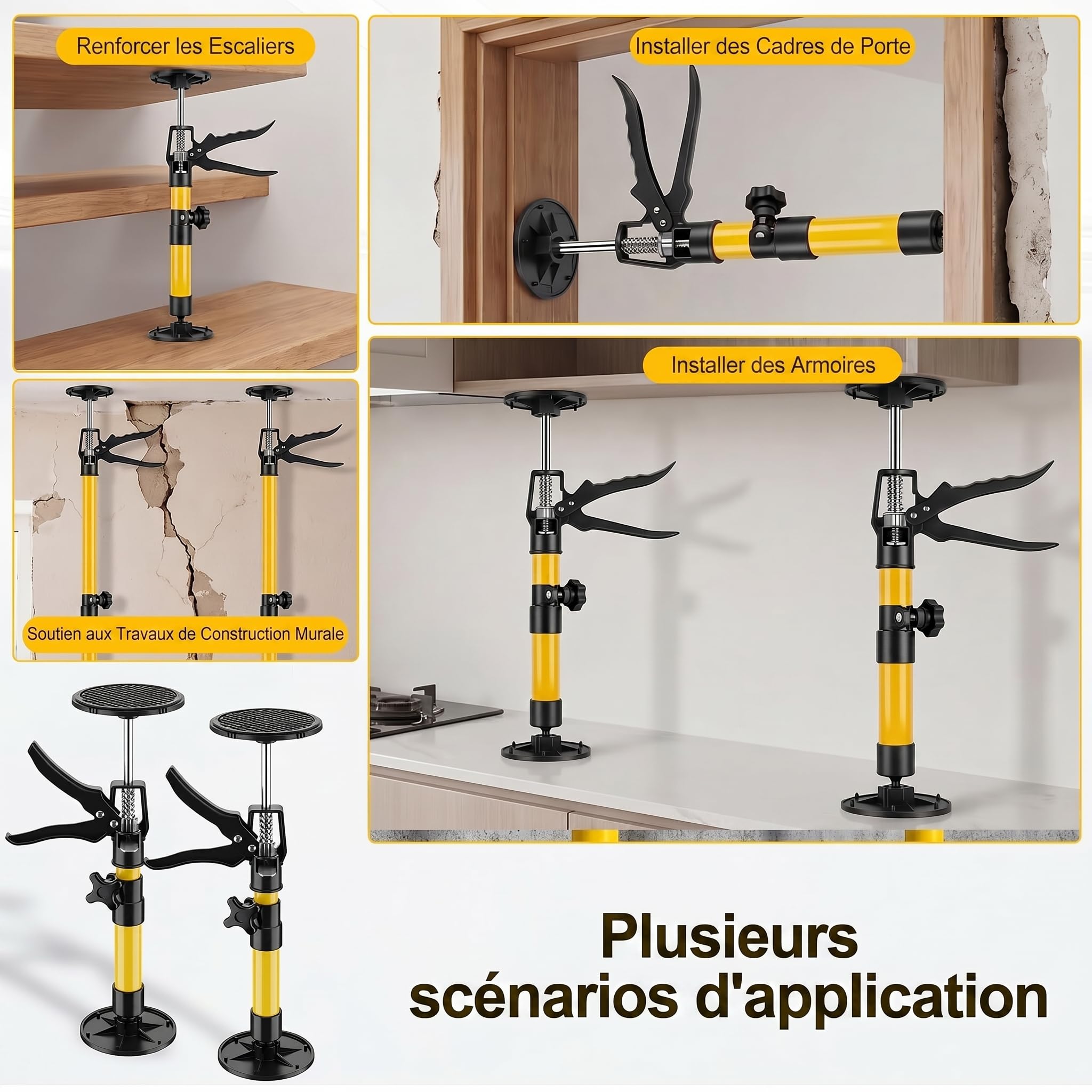2 Pièces Etai Telescopique 30-59 cm, Support de Montage Polyvalent, Charge 30 kg pour Cadres de Porte et Meubles