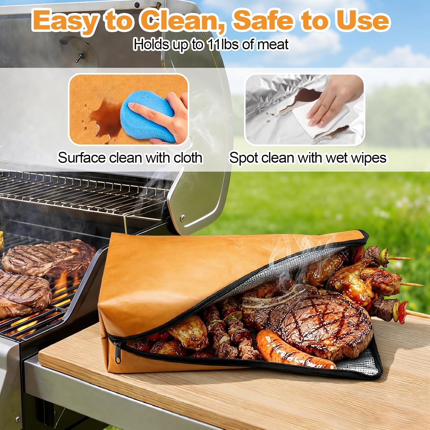 21" Insulated BBQ Blanket for Resting Meat, 9 Pcs Griddle Accessories Set, Heat Resistant Gloves, Stainless Steel Griddle Spatula, Tongs& Brushes, Meat Press, Gift for Men, Dad, Grill Lovers