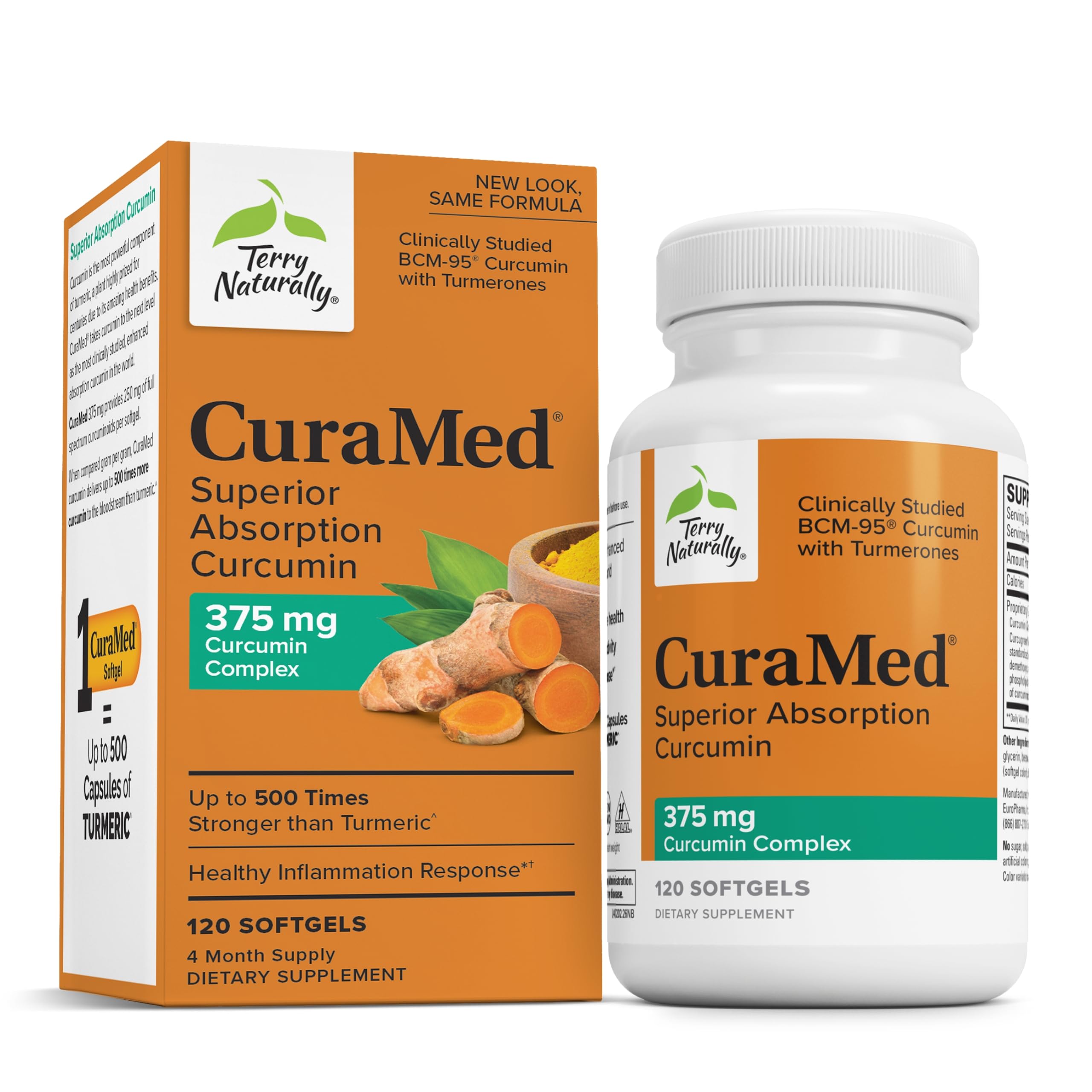 Sponsored Ad - Terry Naturally CuraMed 375mg - Antioxidant Supplement for Brain & Immune Health Support - Dietary Supplement with Curcumin & Turmeric Essential Oil - Herbal Liver Support - 120 Softgels