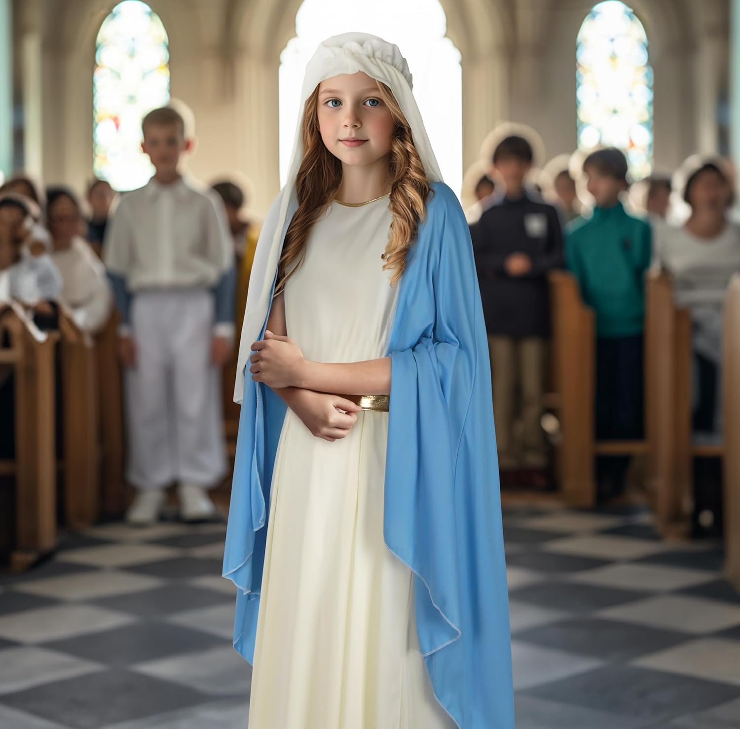 Virgin Mary Children's Halloween Bible Costume Set for Girls' Bible Costumes - Image 4