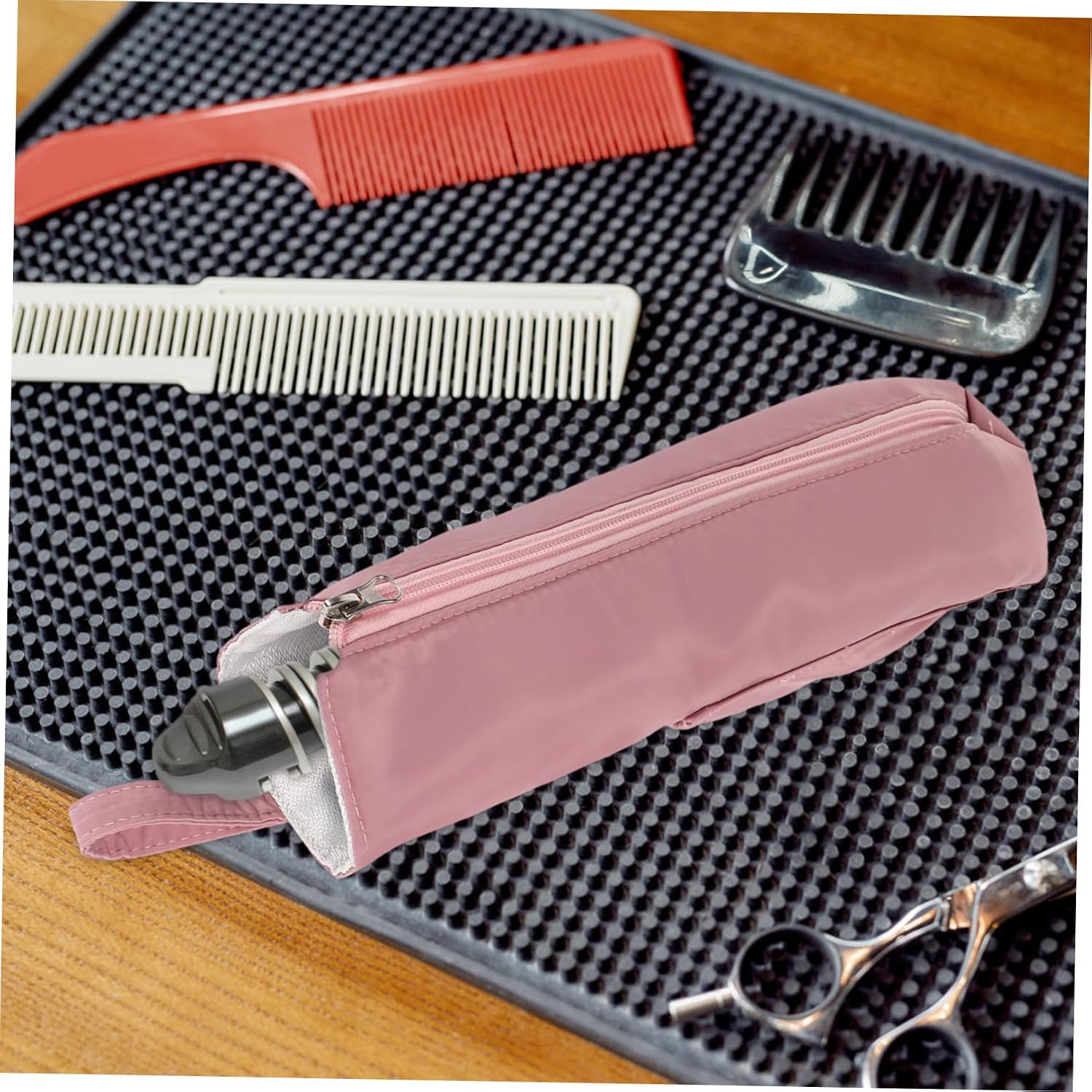 Waterproof Nylon Curling Iron Travel Bag with Hanging Design, Heat Resistant Hair Tools Organizer Pouch for Business and Travel Use, Compatible with Combs and Curling Wands