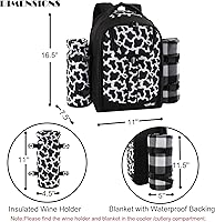 Vista 3 de apollo walker - Mochila para picnic para 2 personas con compartimento refrigerado, soporte desmontable para botella/vino, manta de forro polar