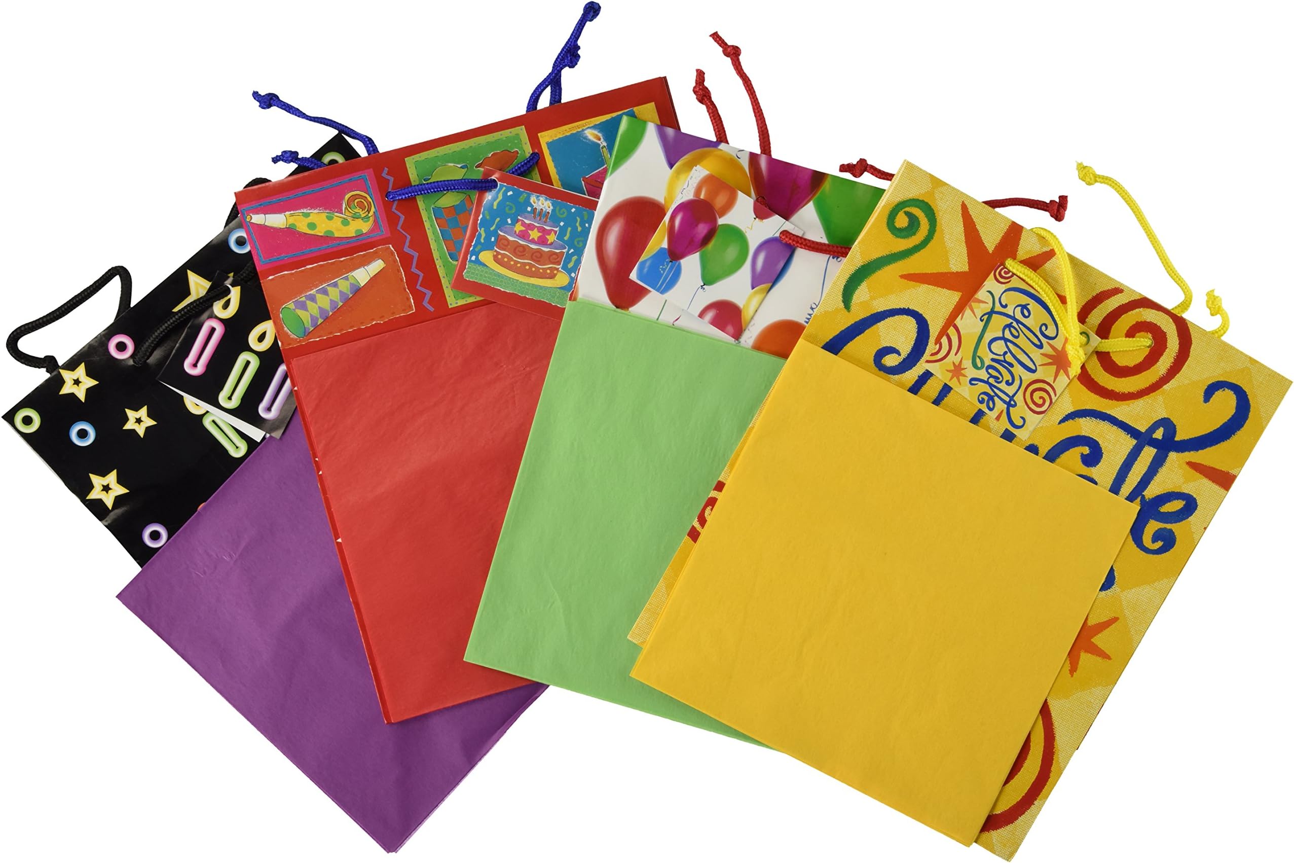 Birthday Gift Bags with Tags and Tissue Paper Pack of 4