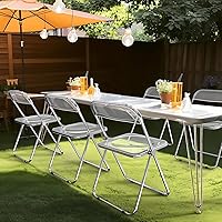 Vista 2 de VINGLI Sillas plegables de acrílico, paquete de 4, silla transparente plegable y apilable, transparente