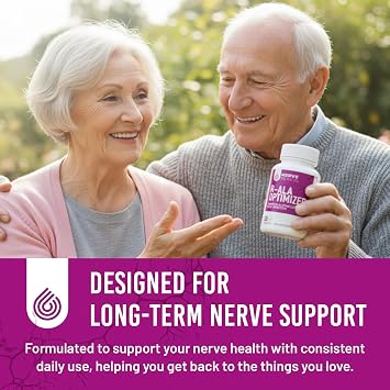 NERVE RENEW Optimizer - Nerve Support Supplement - 30 Capsules - 300 mg Stabilized R-Alpha Lipoic Acid per Capsule - Fast Absorption - Safe and All Natural